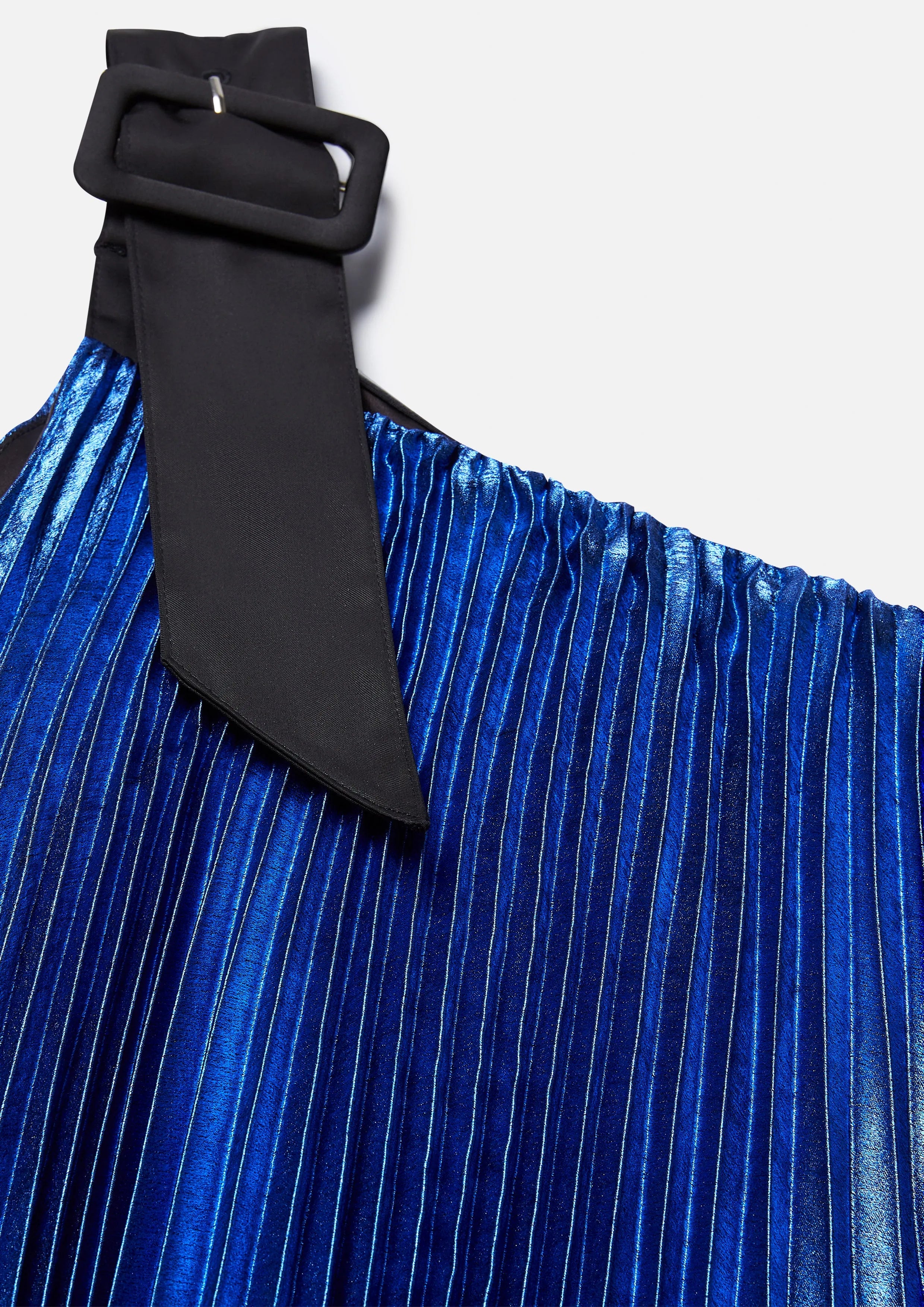 Pleated Buckle One-Shoulder Mini Dress Retro Rewind Collection