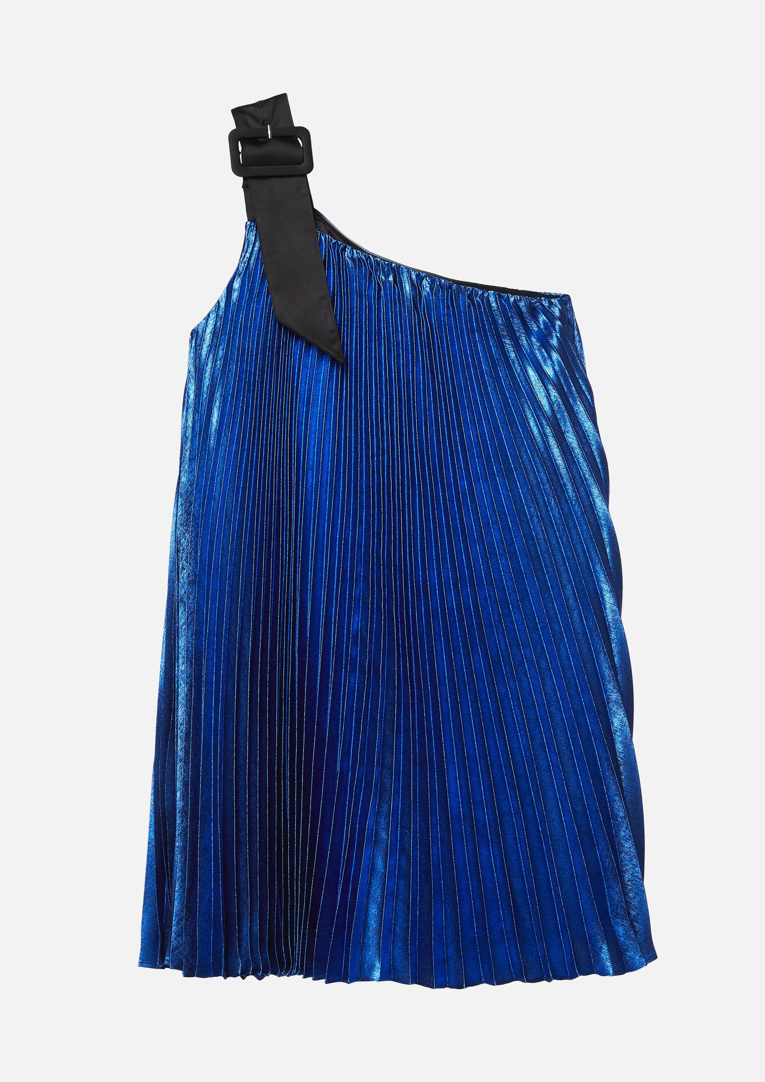 Pleated Buckle One-Shoulder Mini Dress Retro Rewind Collection