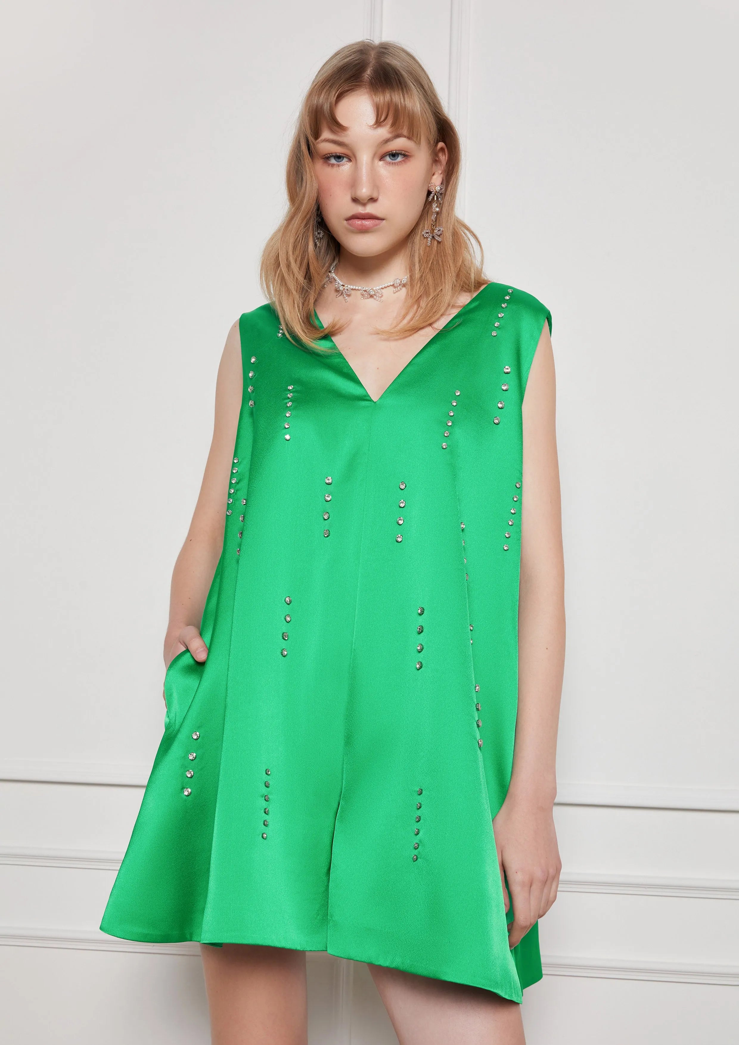 Crystal Flare Sleeveless Satin Romper Retro Rewind Collection