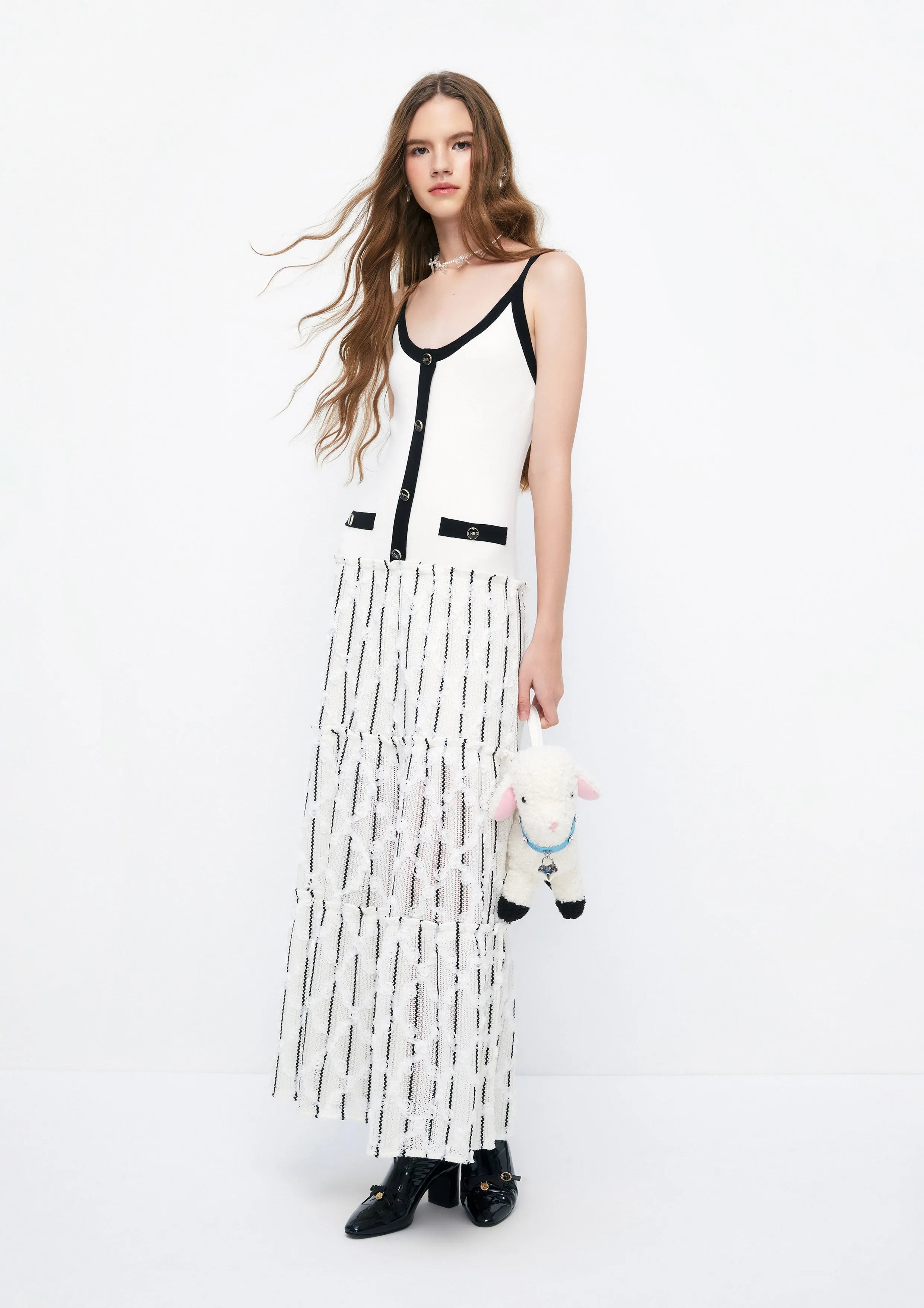 Laced Striped Tiered Skirt Maxi Tank Top Dress Retro Rewind Collection