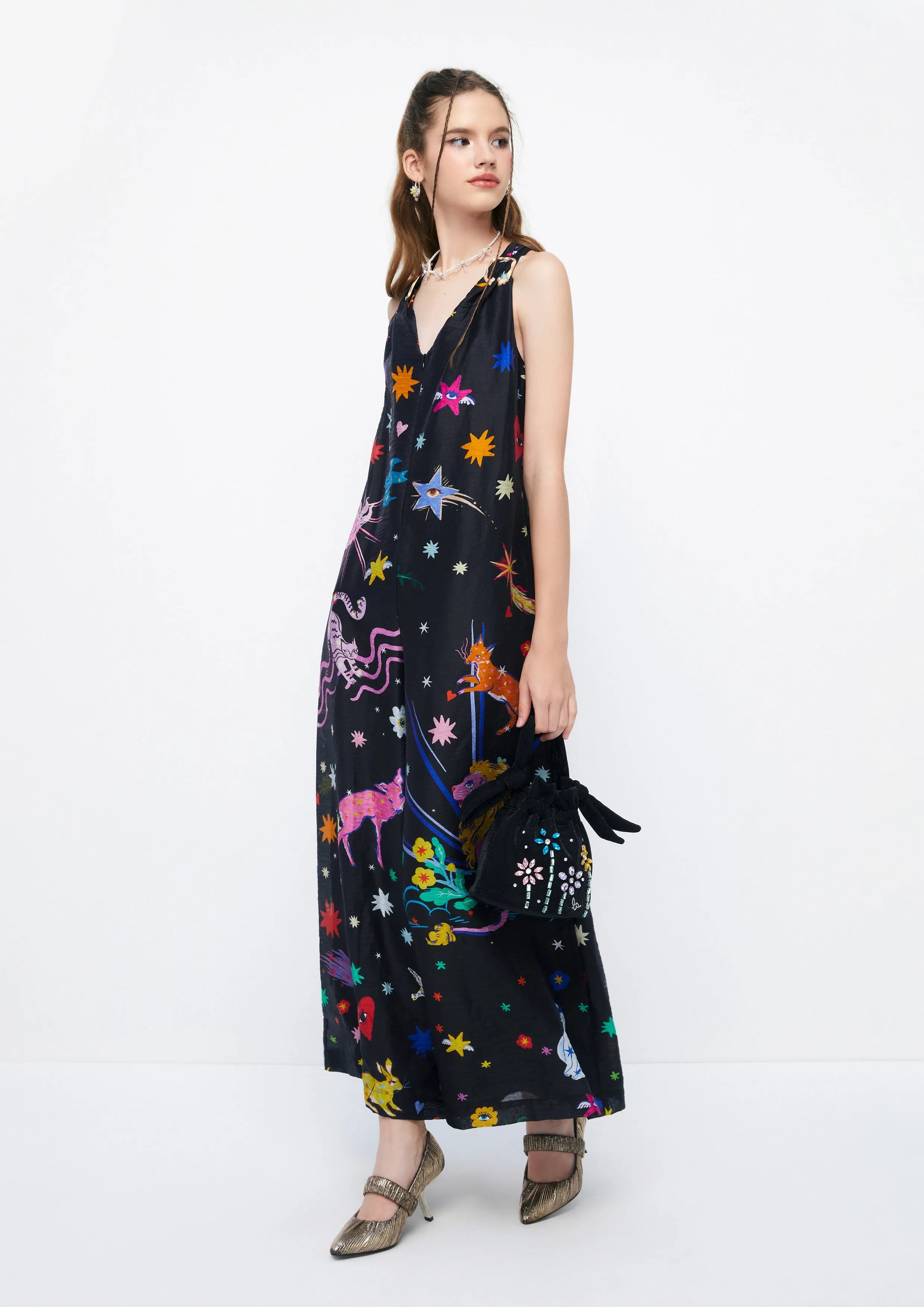 Zodiacal Dream Wide-Leg Sleeveless Jumpsuit Retro Rewind Collection