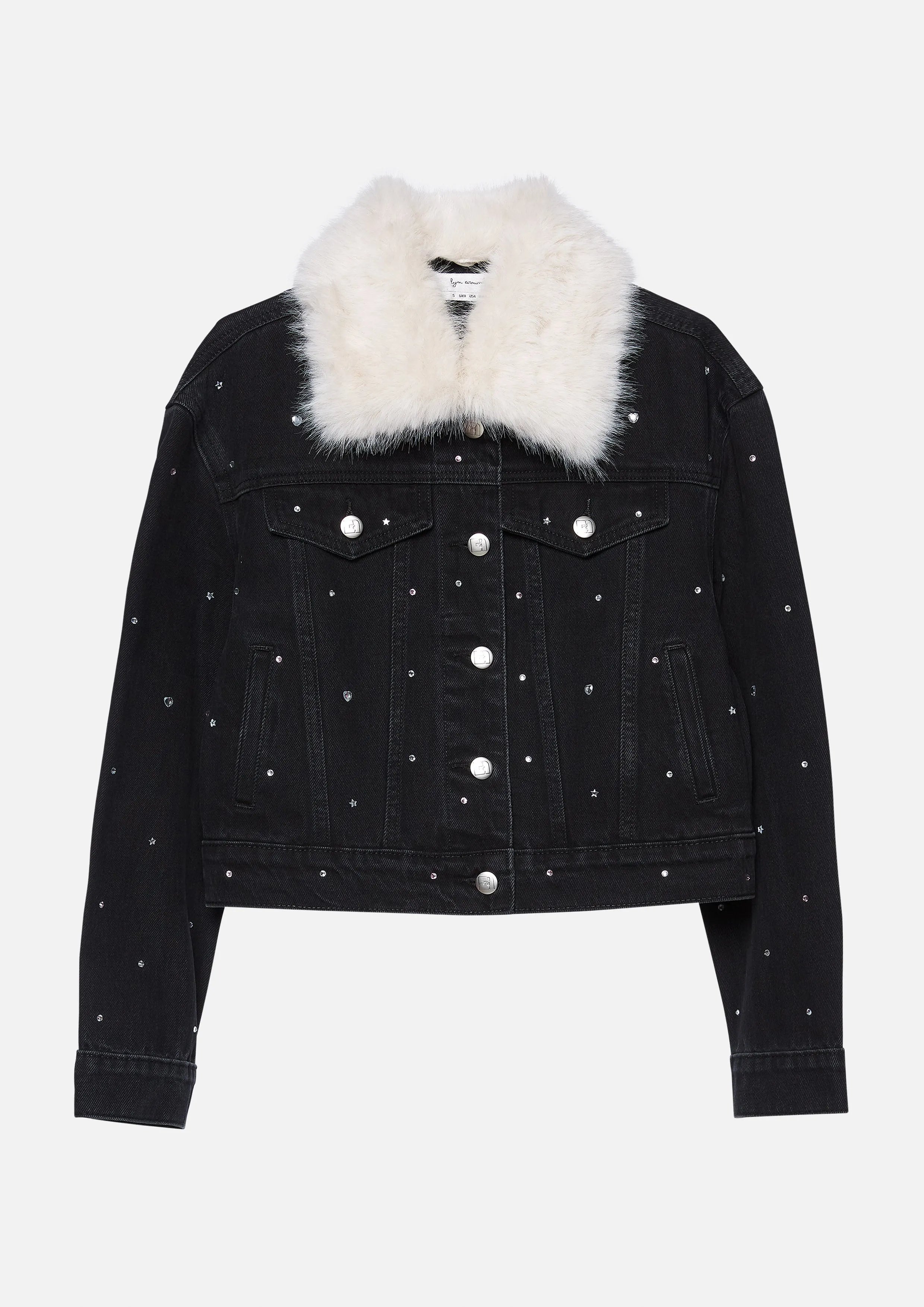 Metallic Stud Fur Collared Denim Jacket The Class of 2002 Collection