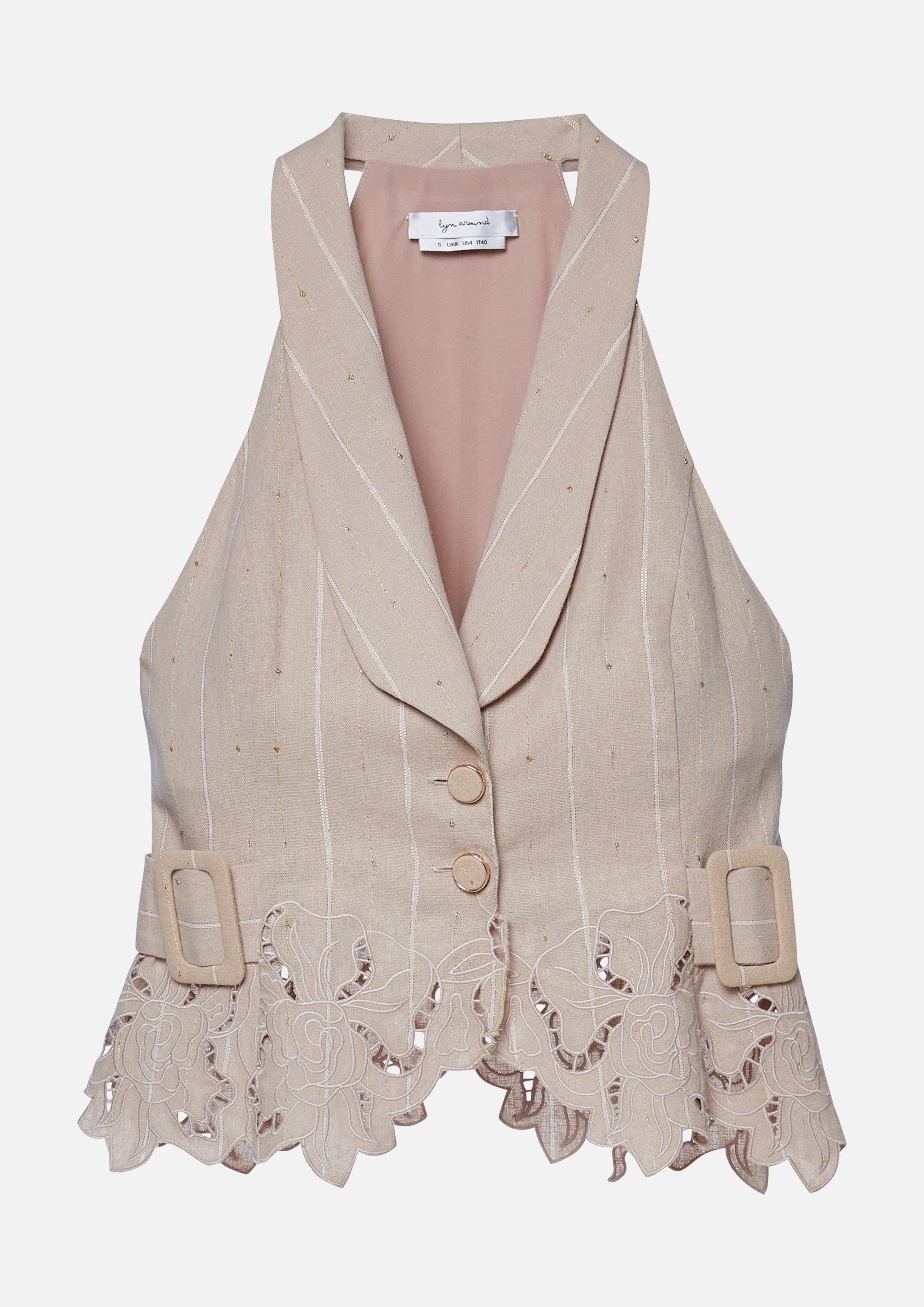 Floral Embroidery Cut-Out Striped Vest Retro Rewind Collection