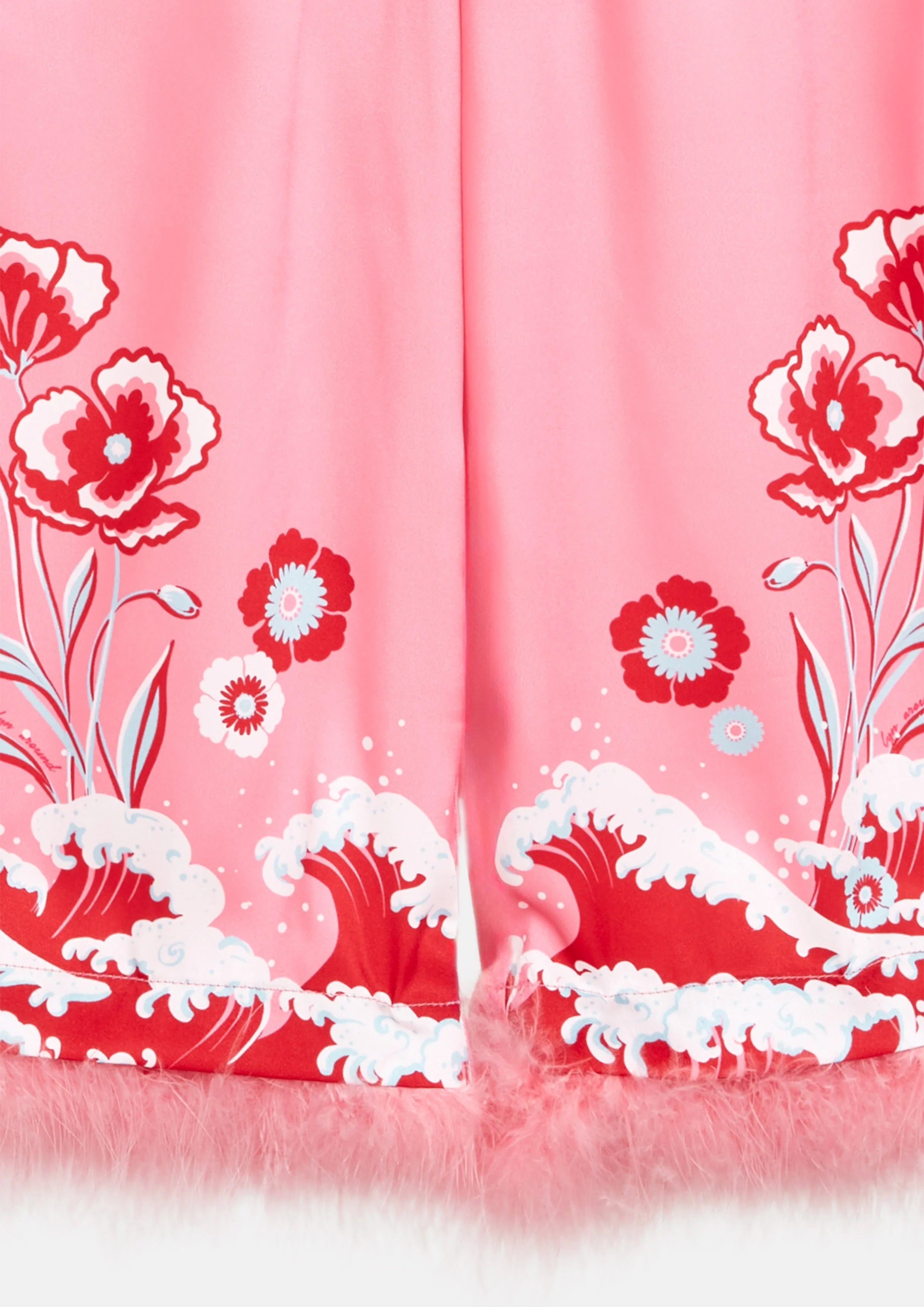 Fur Hem Pants Symphony of Petals