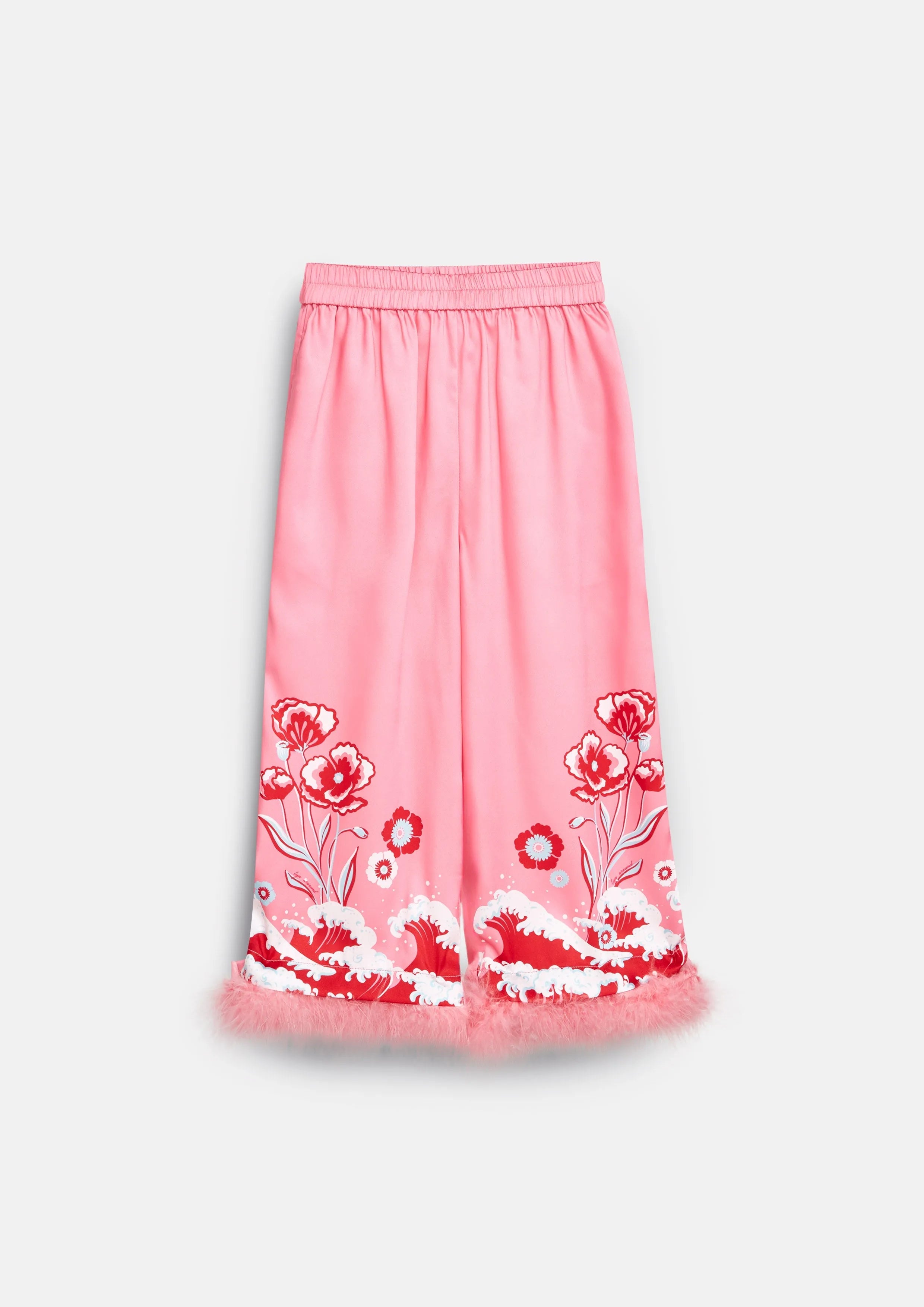 Fur Hem Pants Symphony of Petals