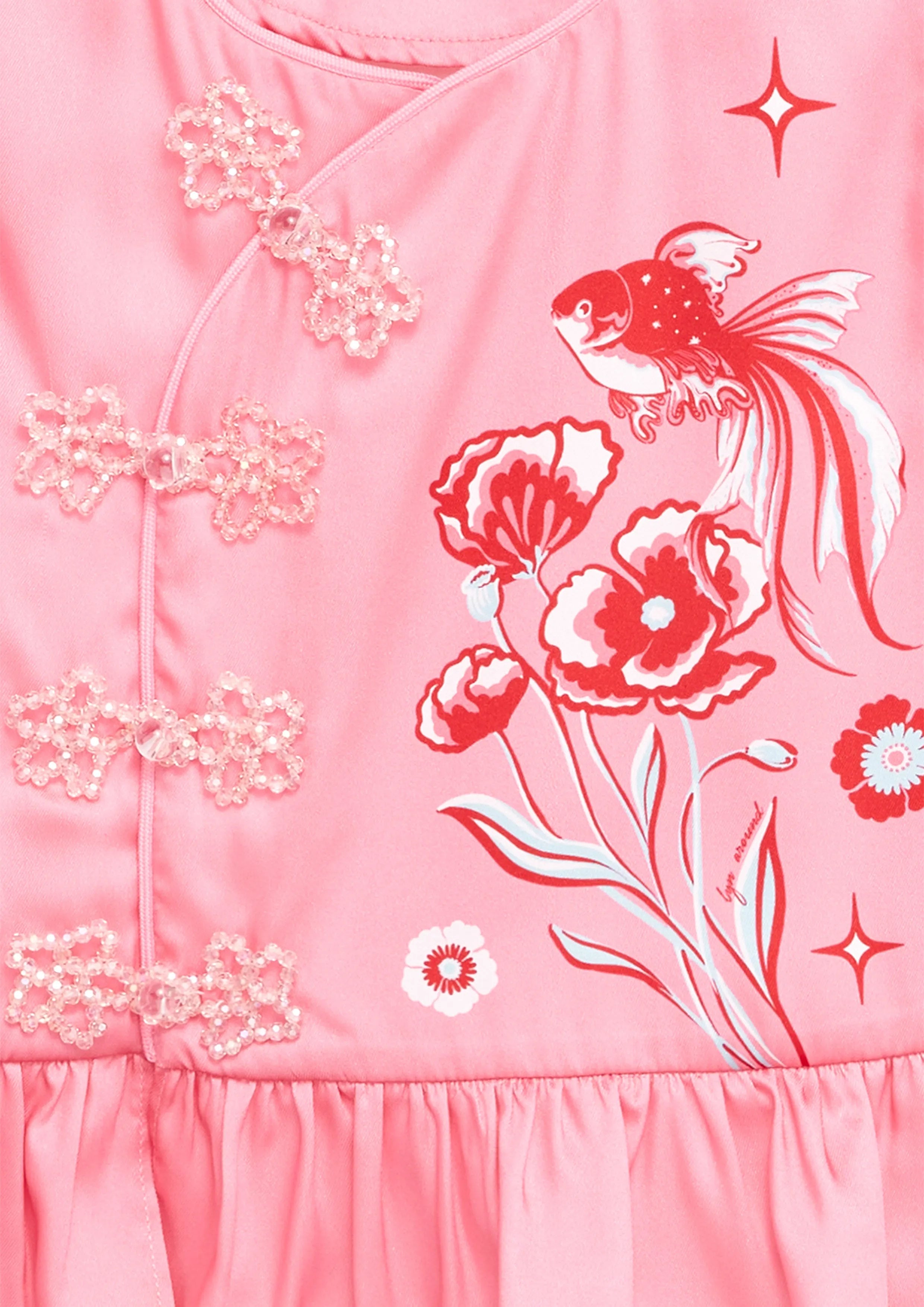 Floral Chinese Peplum Top For Girls Symphony of Petals