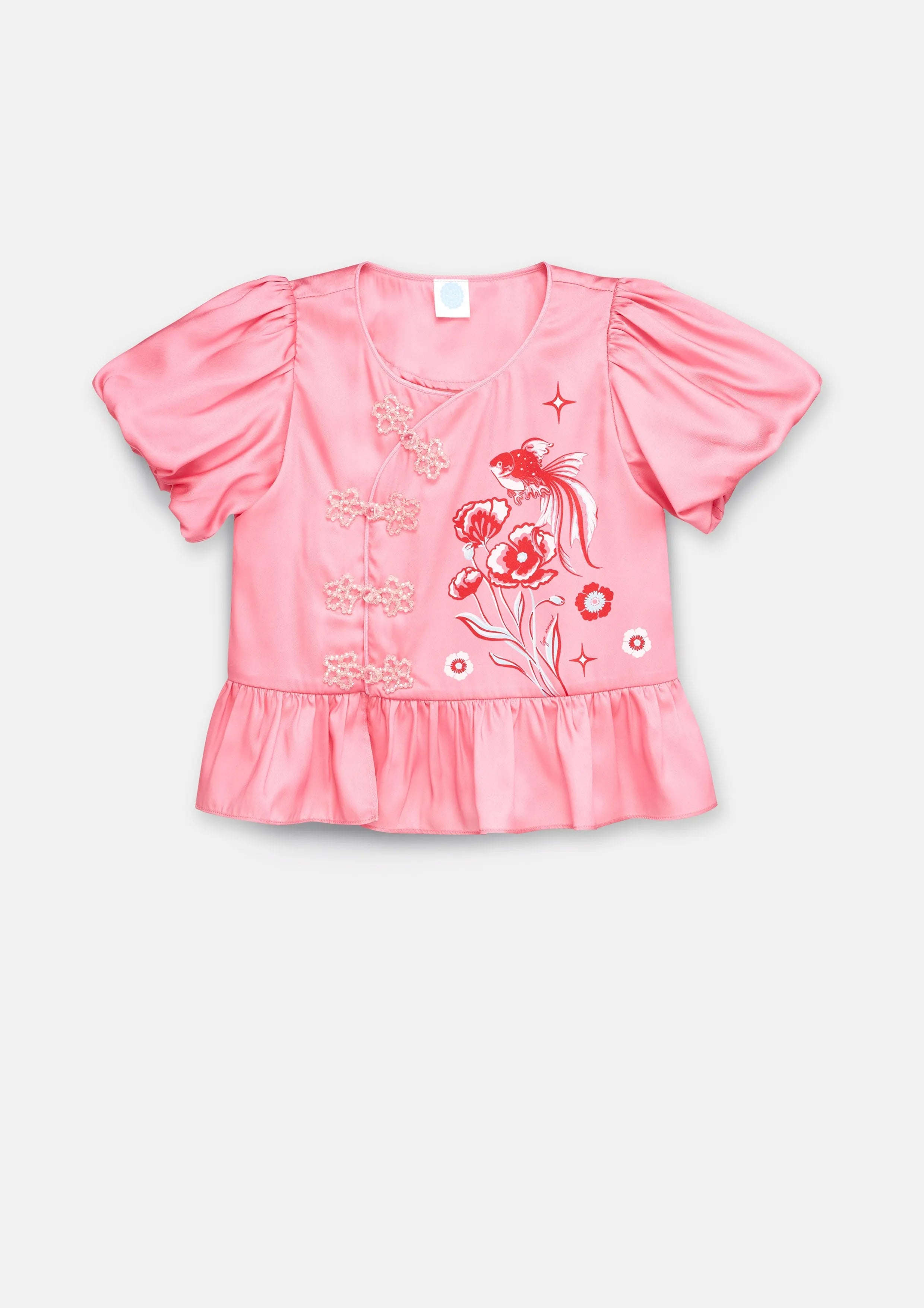 Floral Chinese Peplum Top For Girls Symphony of Petals