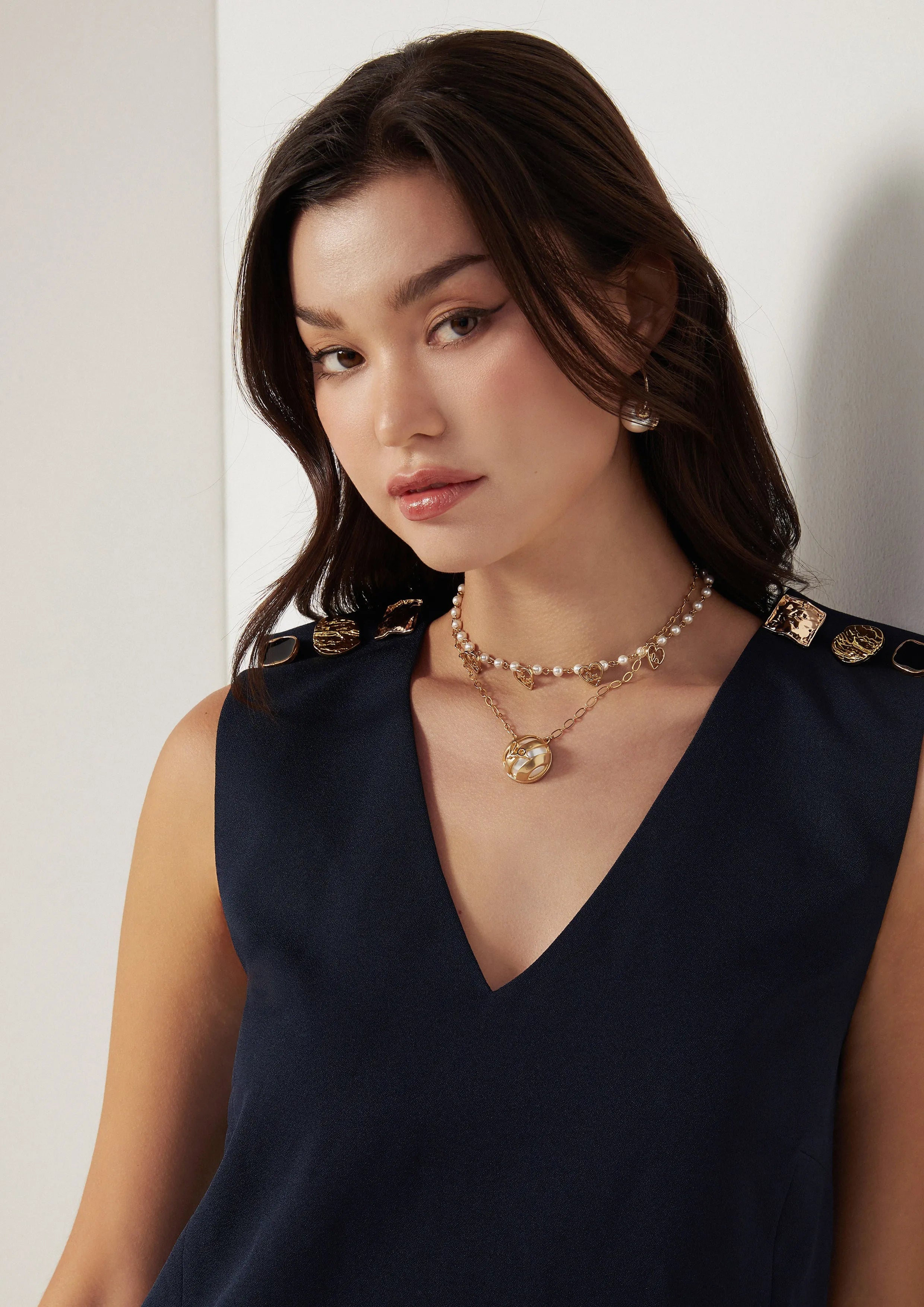 Metallic Hardware Mini Shift Dress