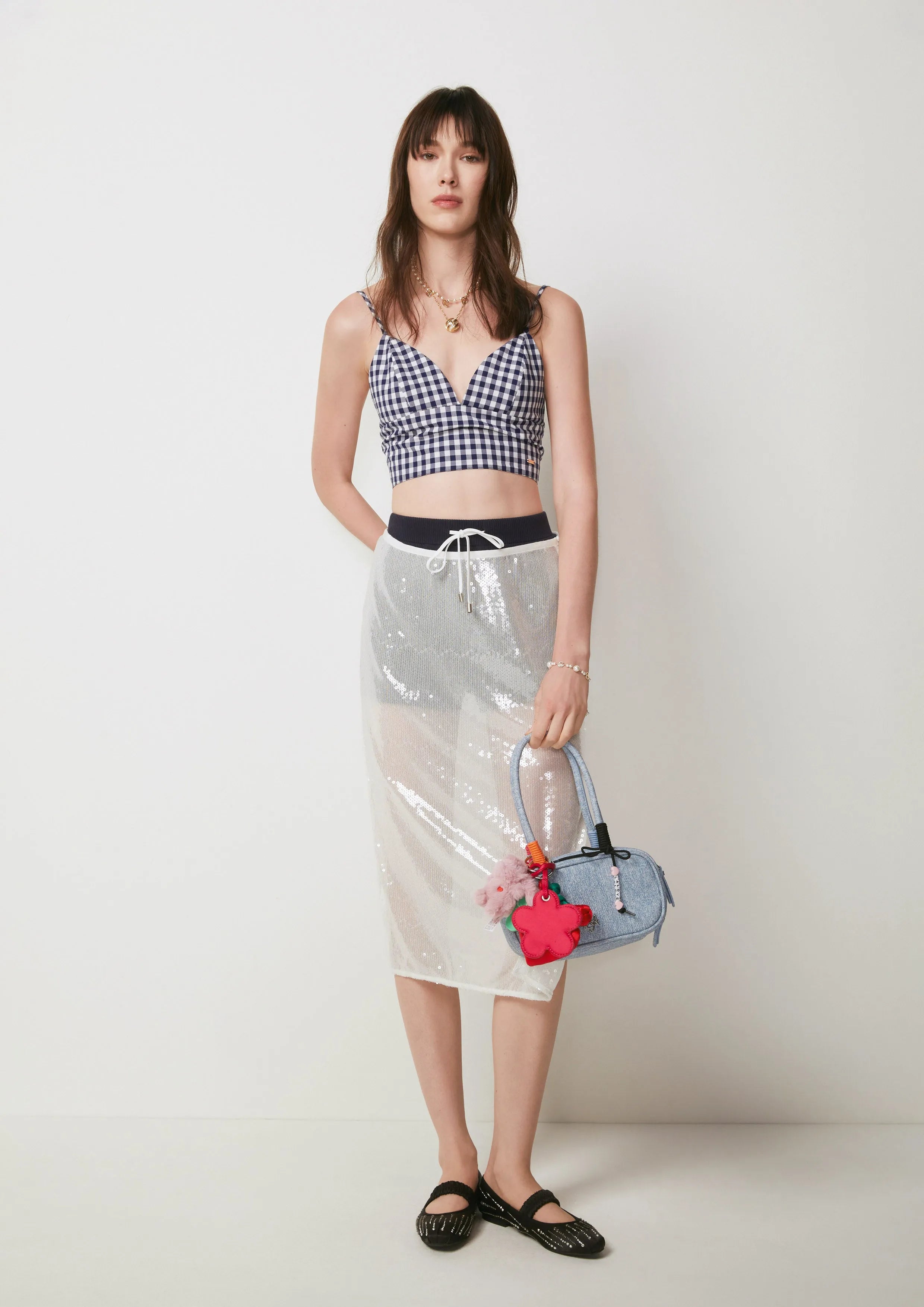 Side Slit Sheer Sequin Midi Skirt The Secret Place