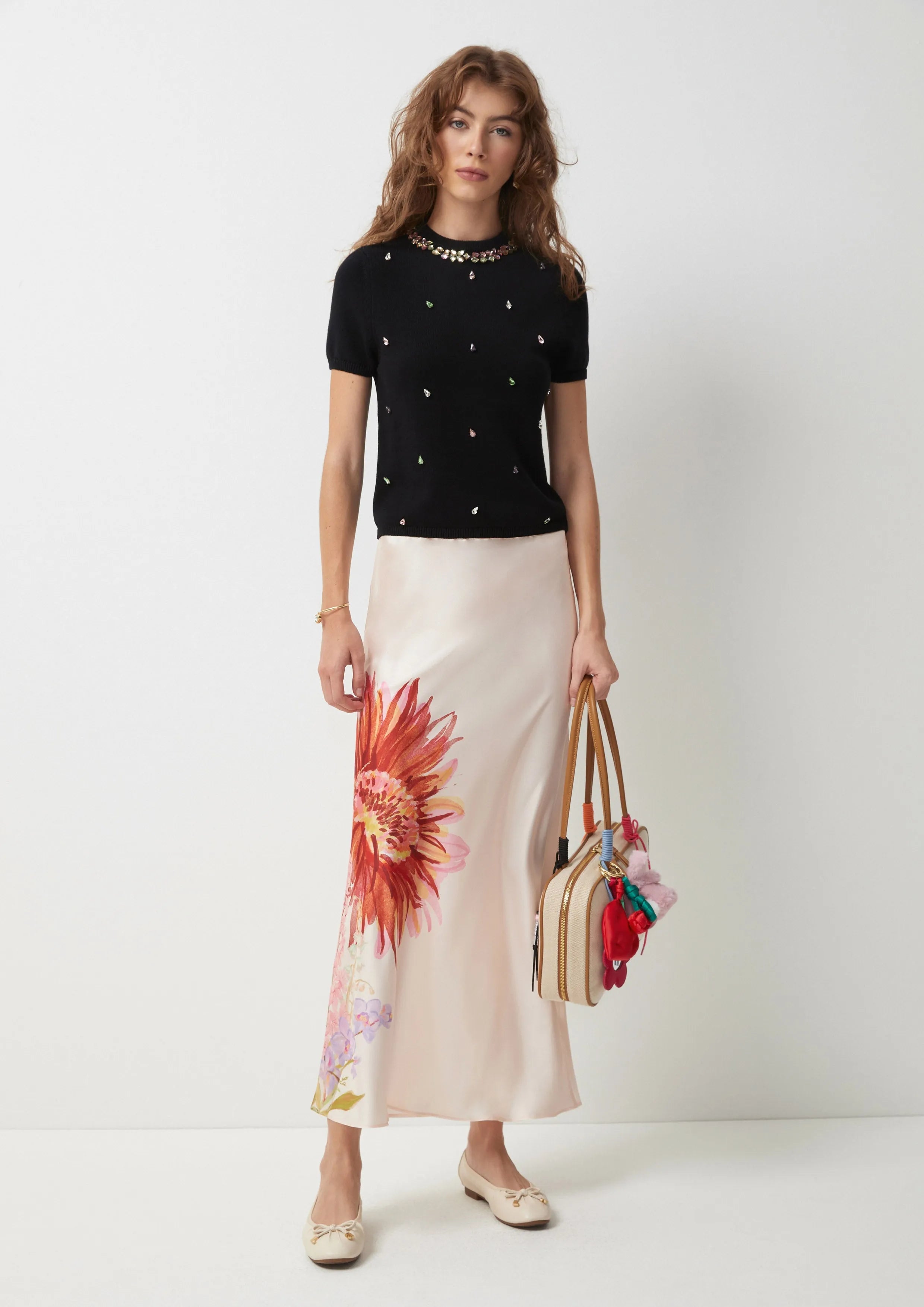 Gerbera Maxi Shift Skirt Dew-kissed Meadows