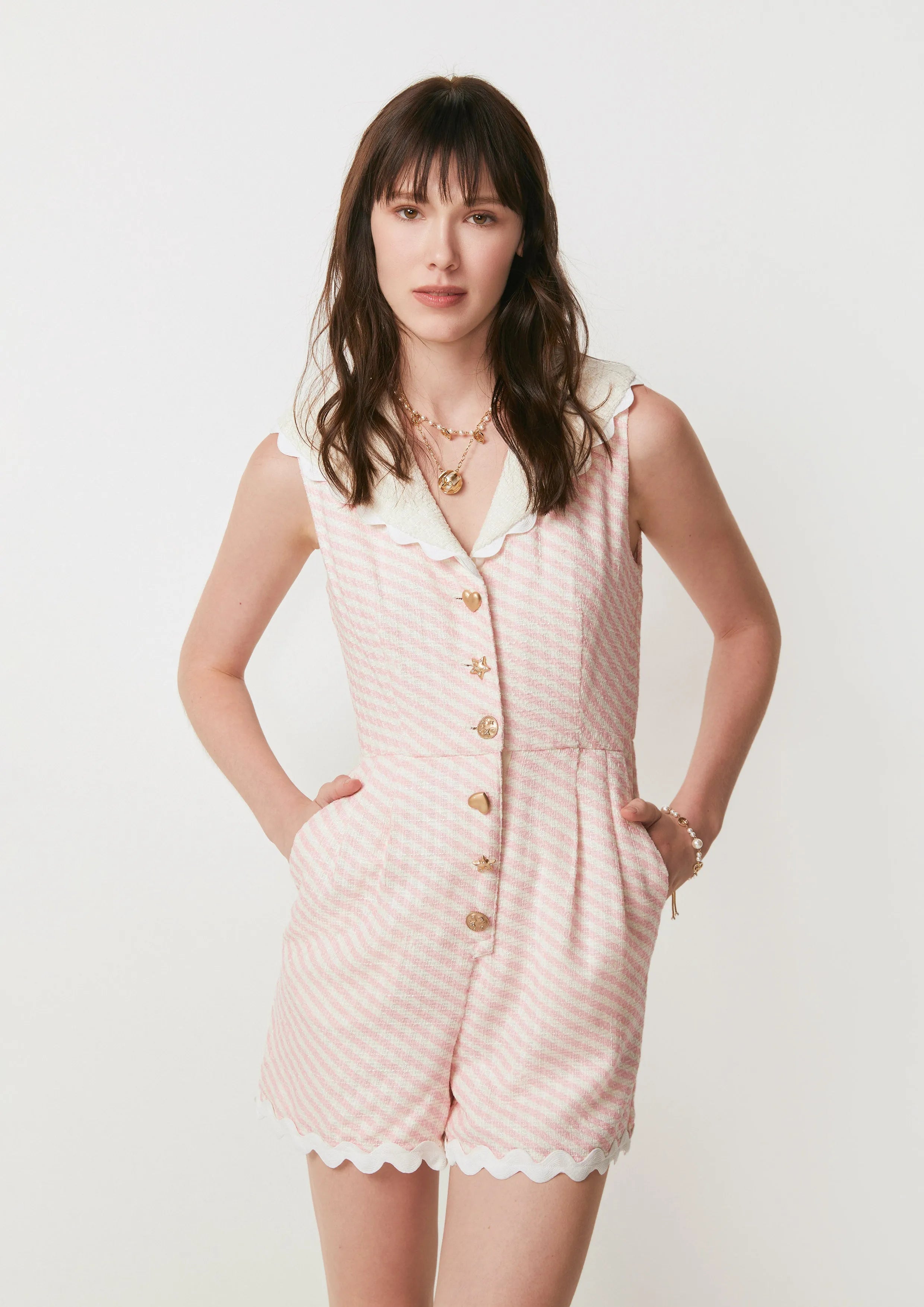 Scalloped Trim Stripe Romper The Secret Place