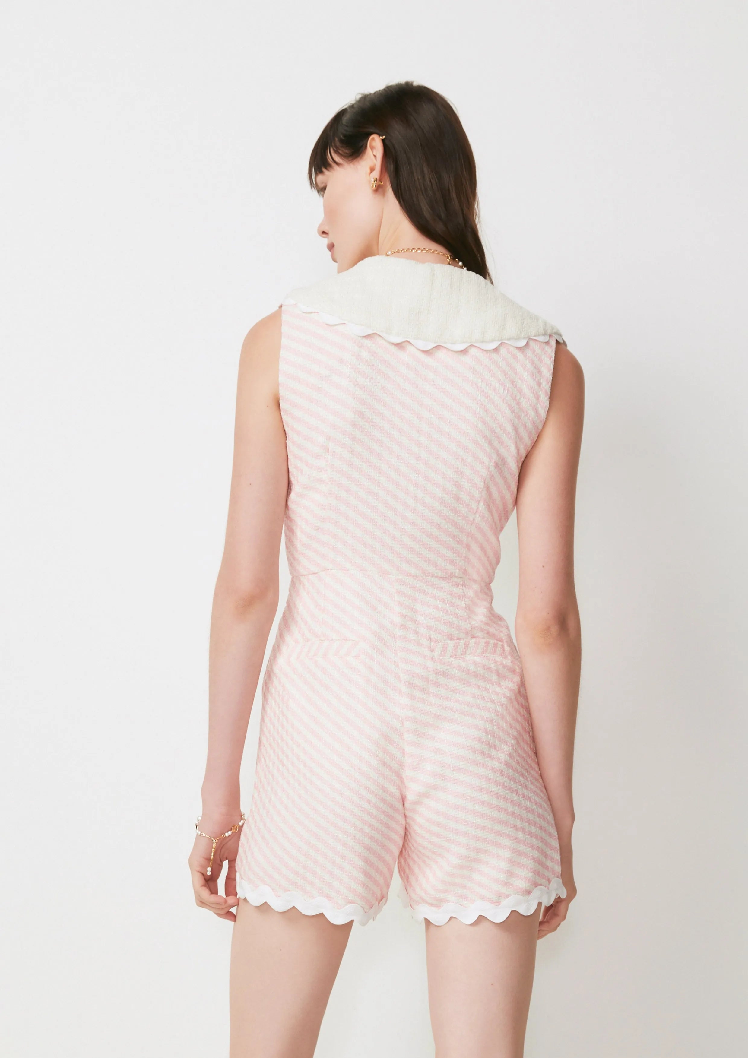 Scalloped Trim Stripe Romper The Secret Place