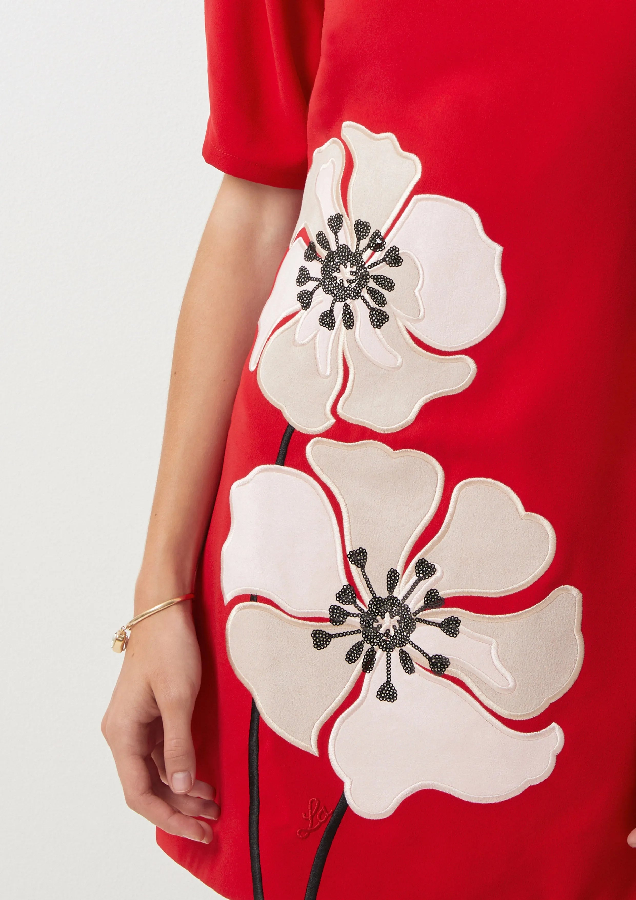 Flower Apllique Mini Dress Symphony of Petals