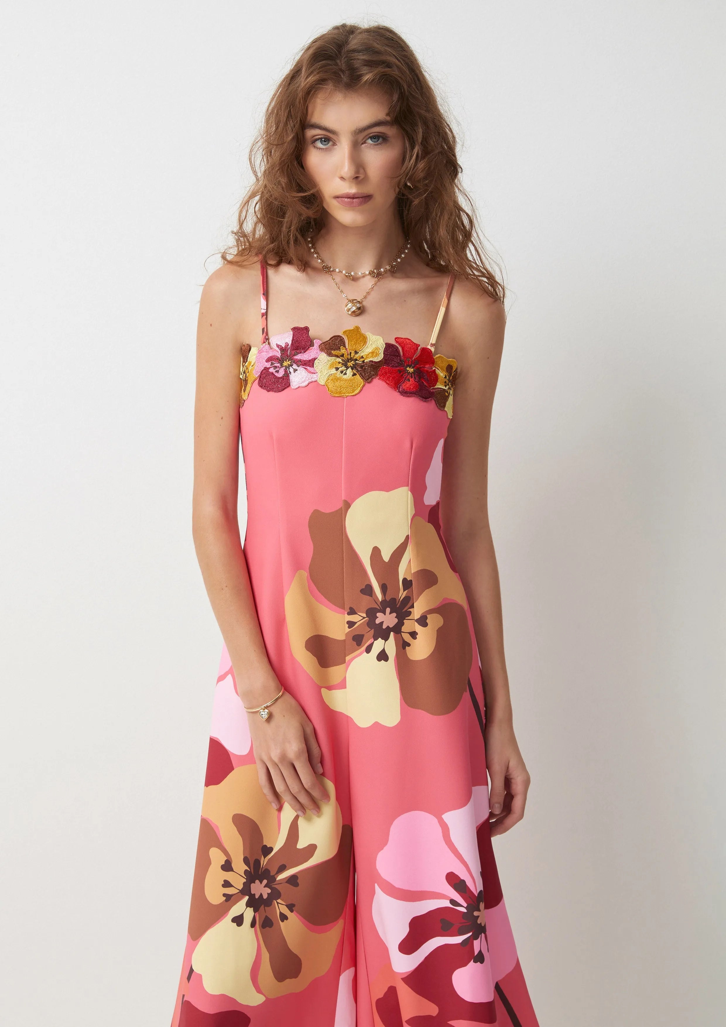 Floral Wide-Leg Sleeveless Jumpsuit Symphony of Petals