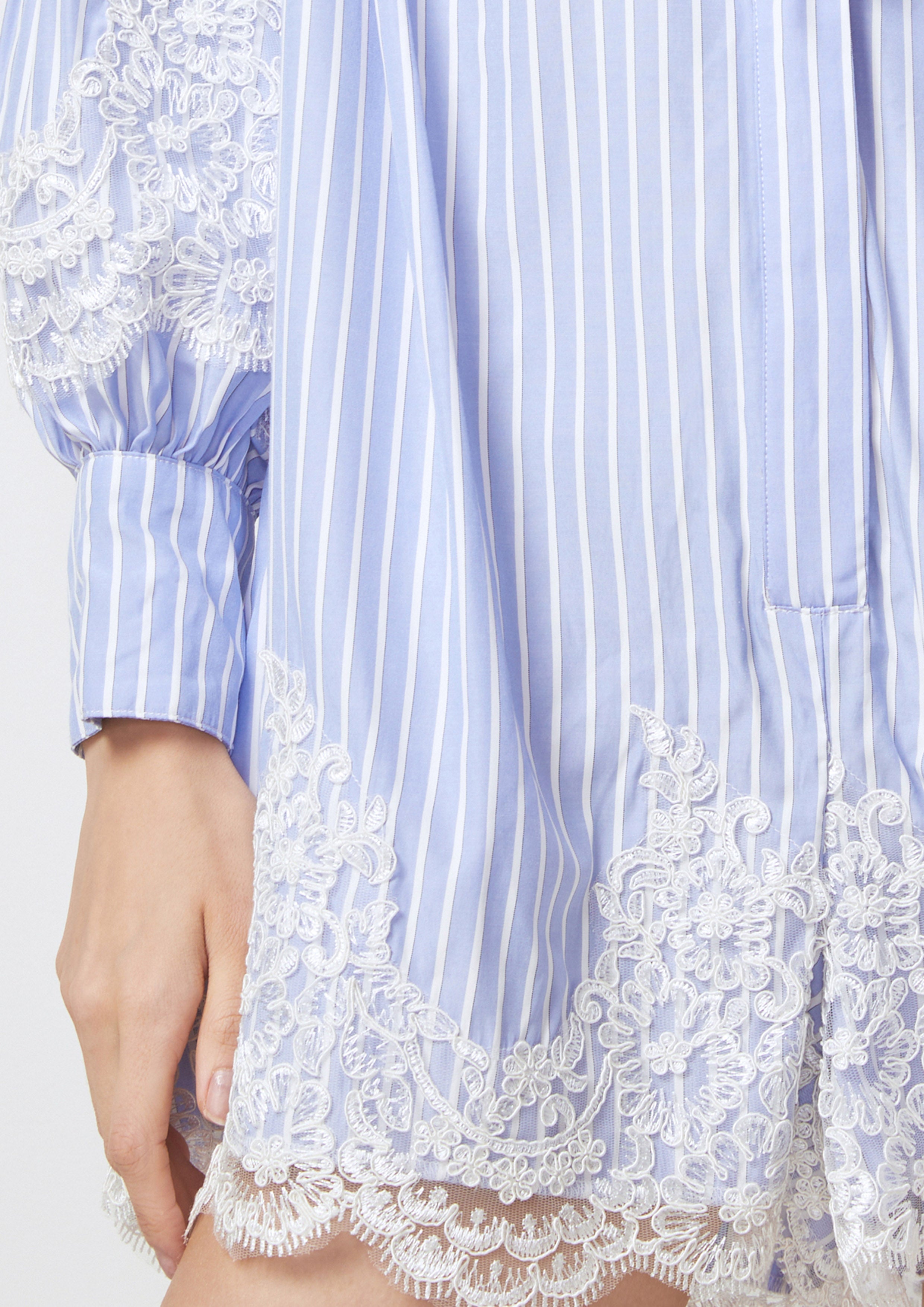 Lace Trim Striped  Bow Tie Romper Petals Galore