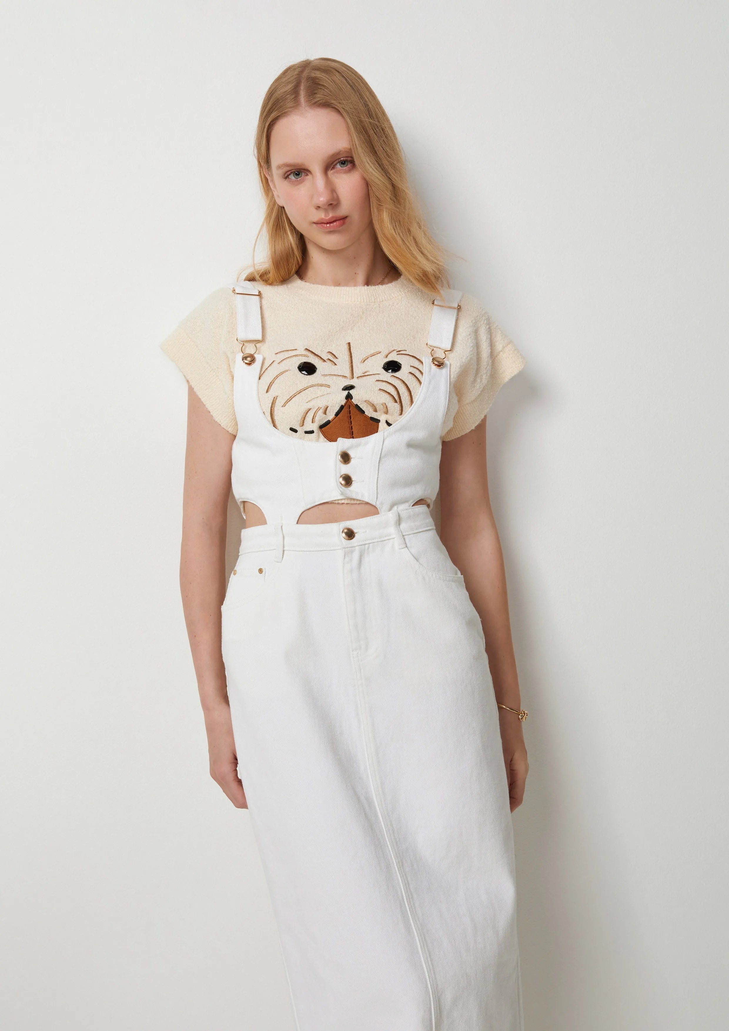 Cozy Pup Overall-Shirt Midi Dress Best Bunnies