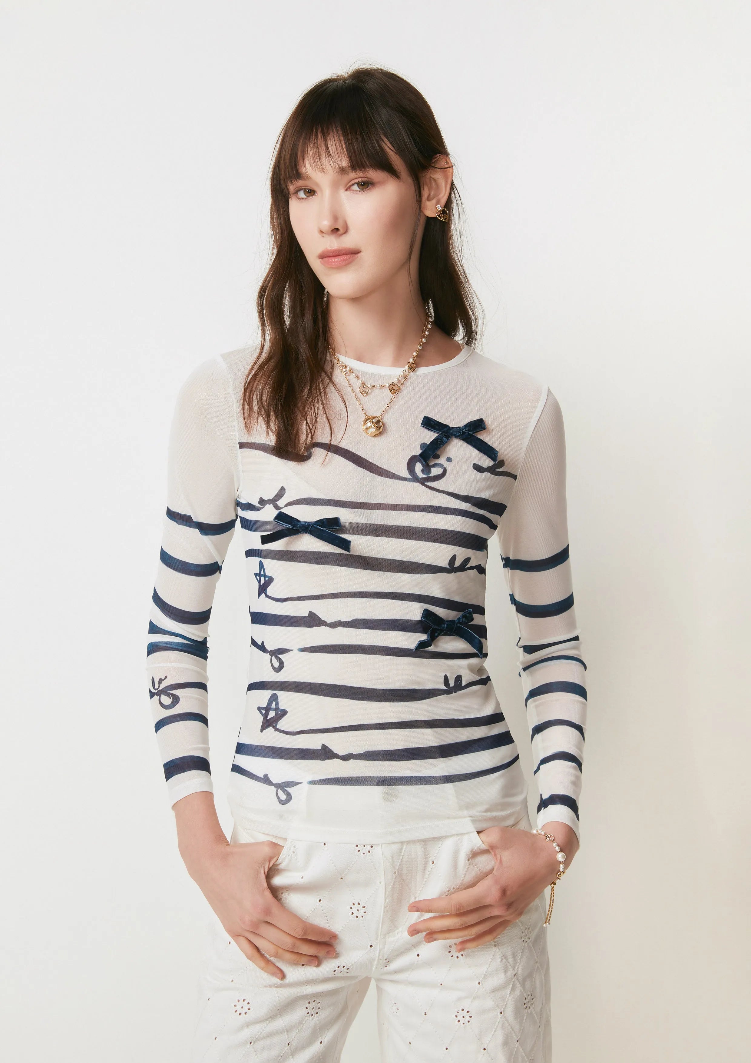Nautical Ribbon Striped Long-Sleeve Top The Secret Place