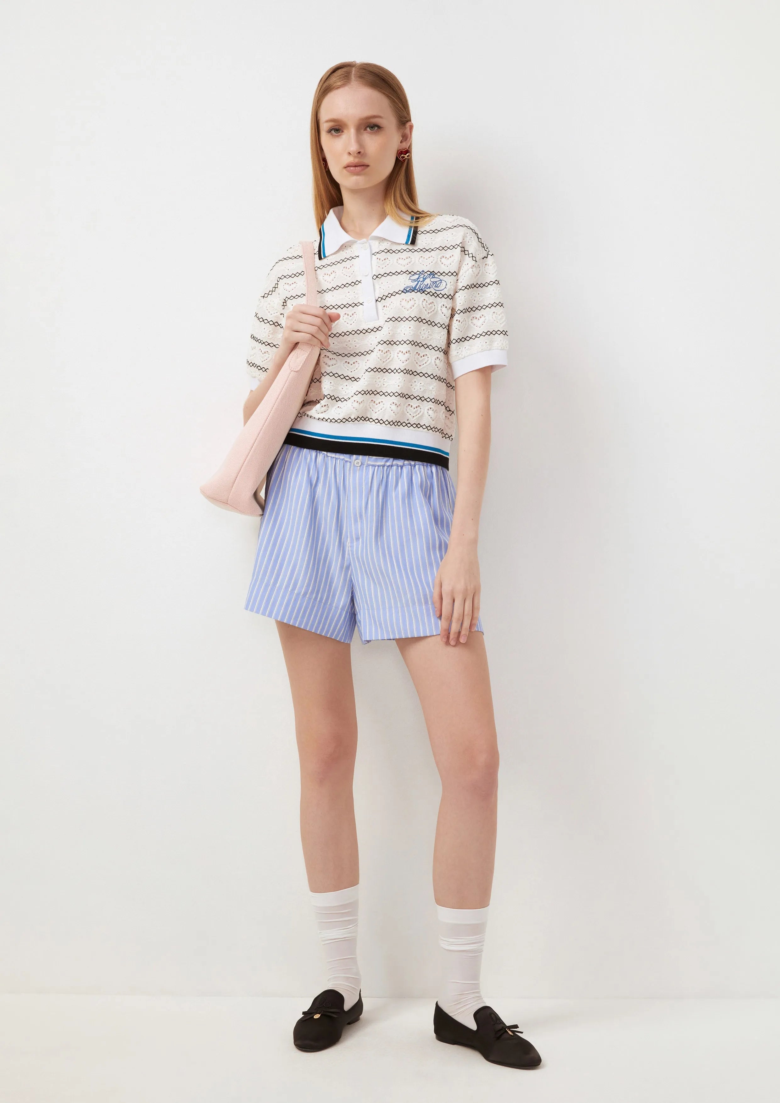 Heart Lace Polo Top Too Cool For School
