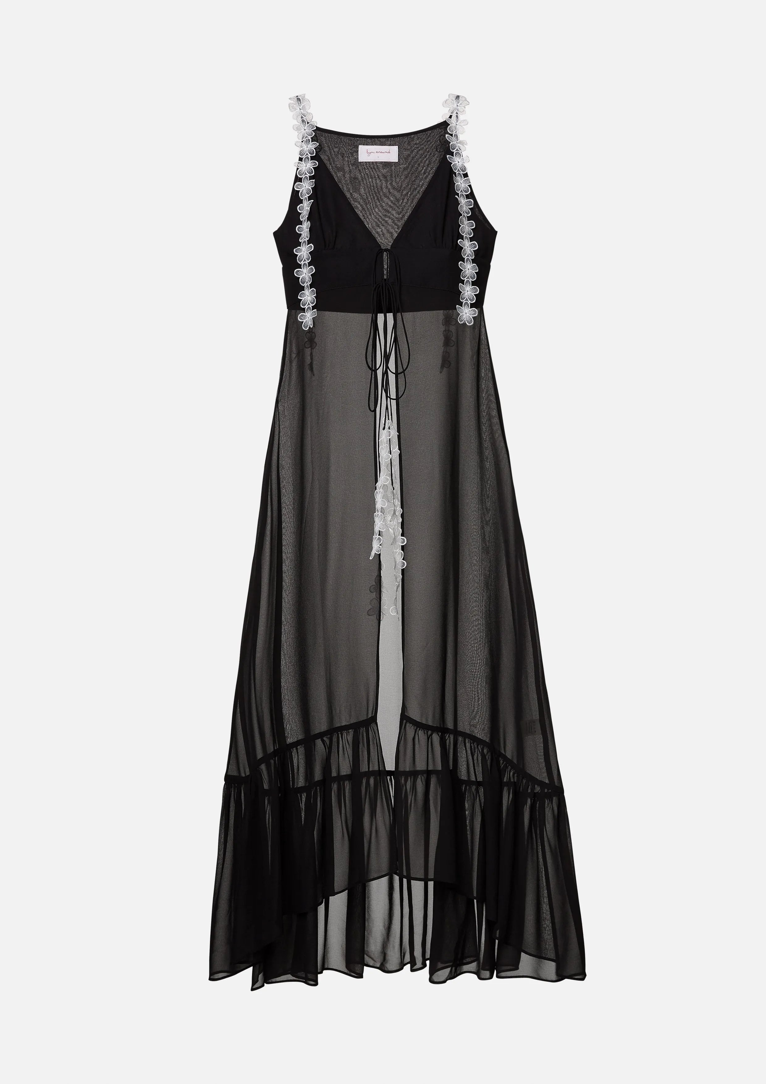 Floral Lace Strap Sheer Maxi Dress