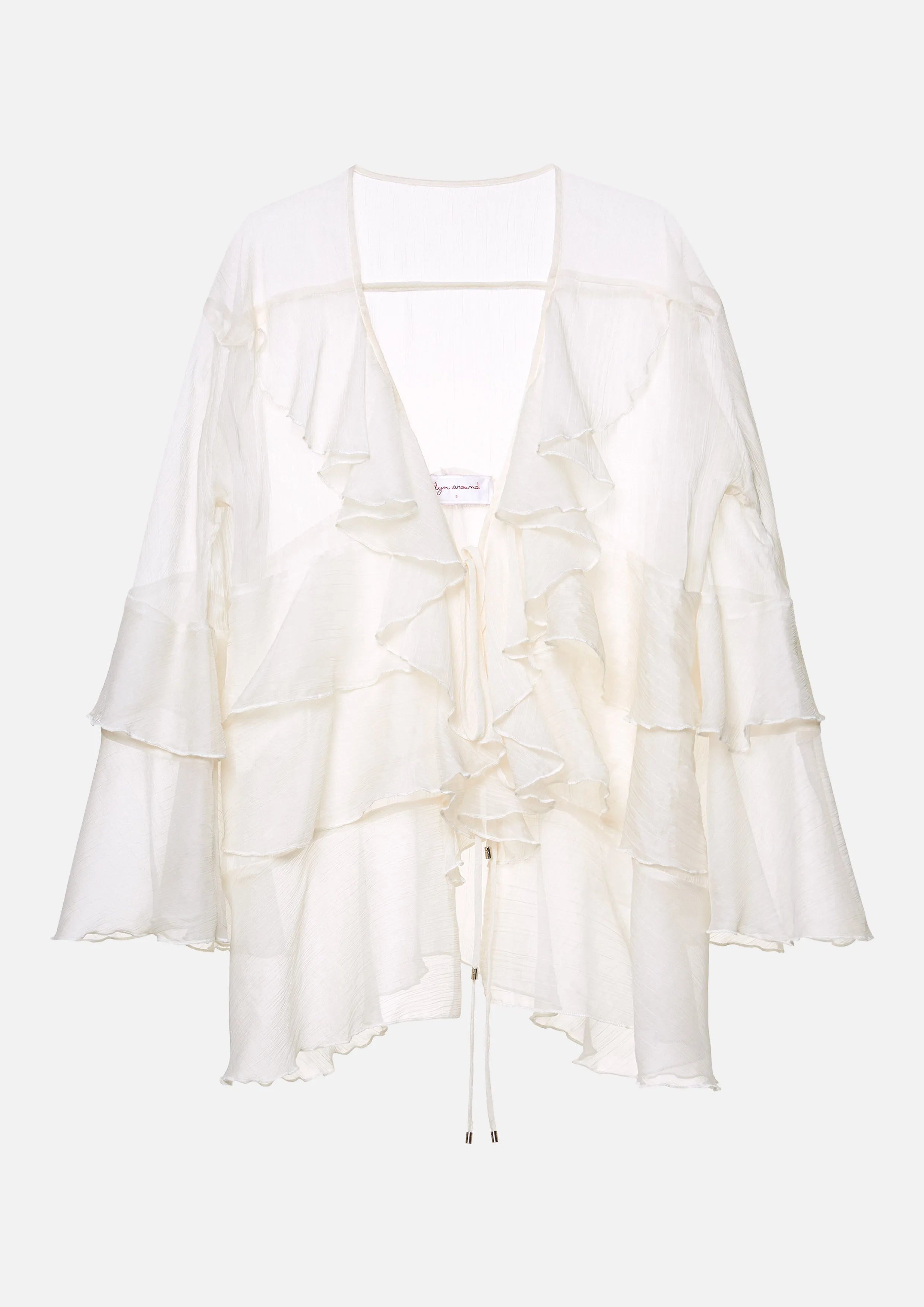 Ruffle Tiered Sheer Chiffon Blouse