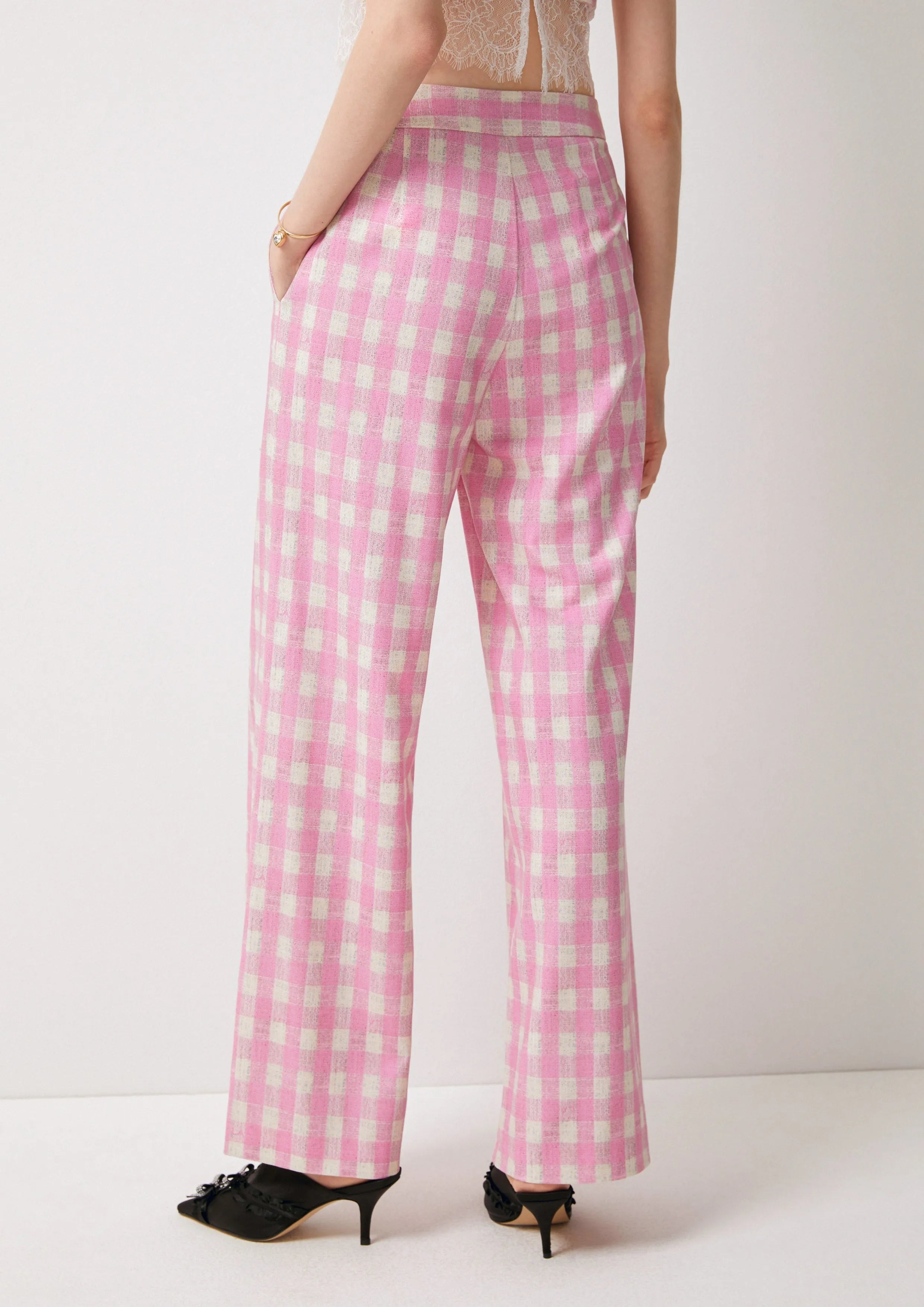 Gingham Wide-Leg Pants The Canine Whisperer
