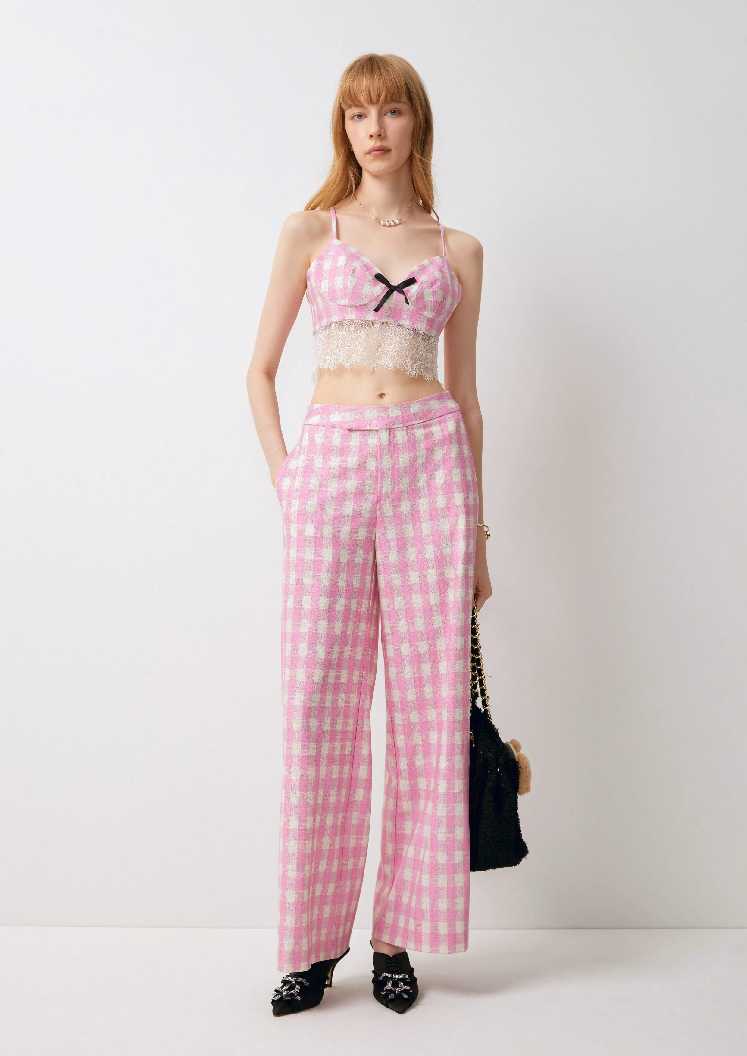 Gingham Wide-Leg Pants The Canine Whisperer