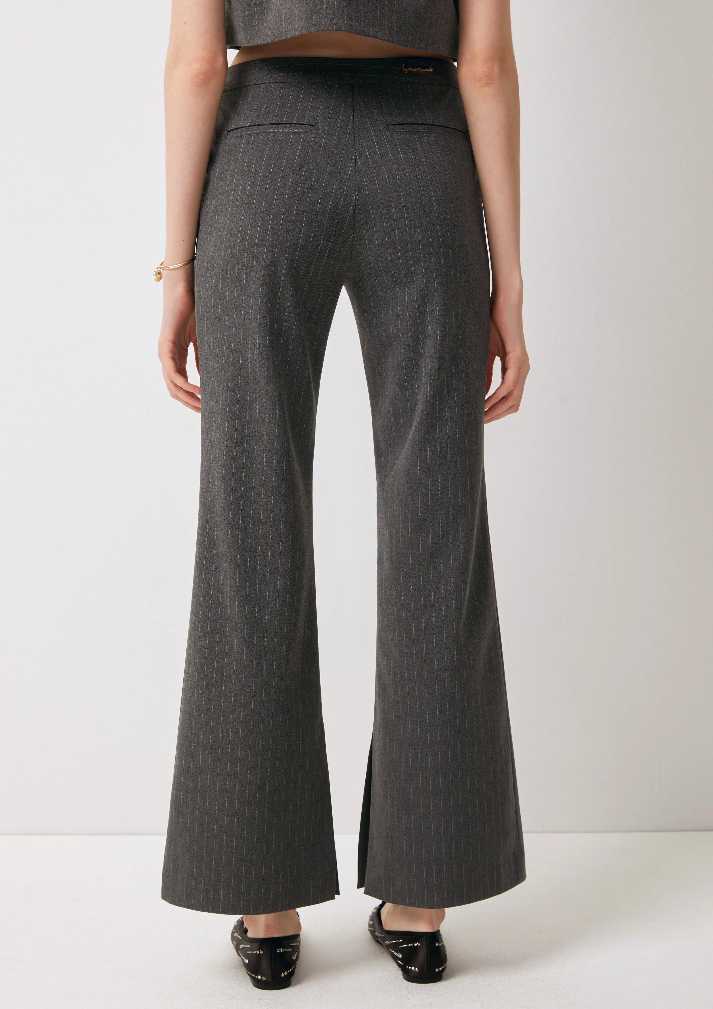 Pinstriped Flare-Leg Pants Cool Girl
