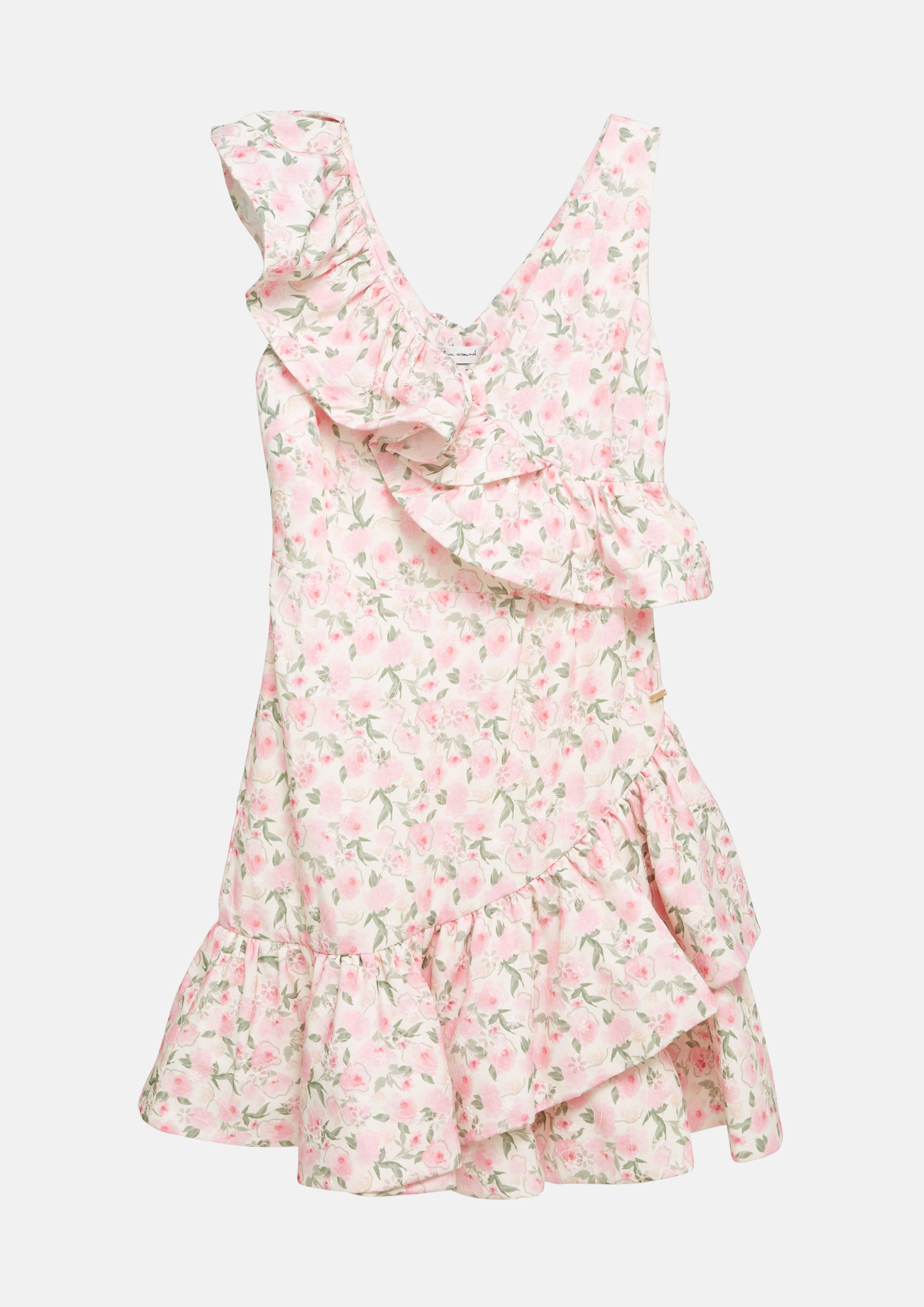 เดรสสั้น แต่งระบาย ลายดอกไม้ Romantic Rosy