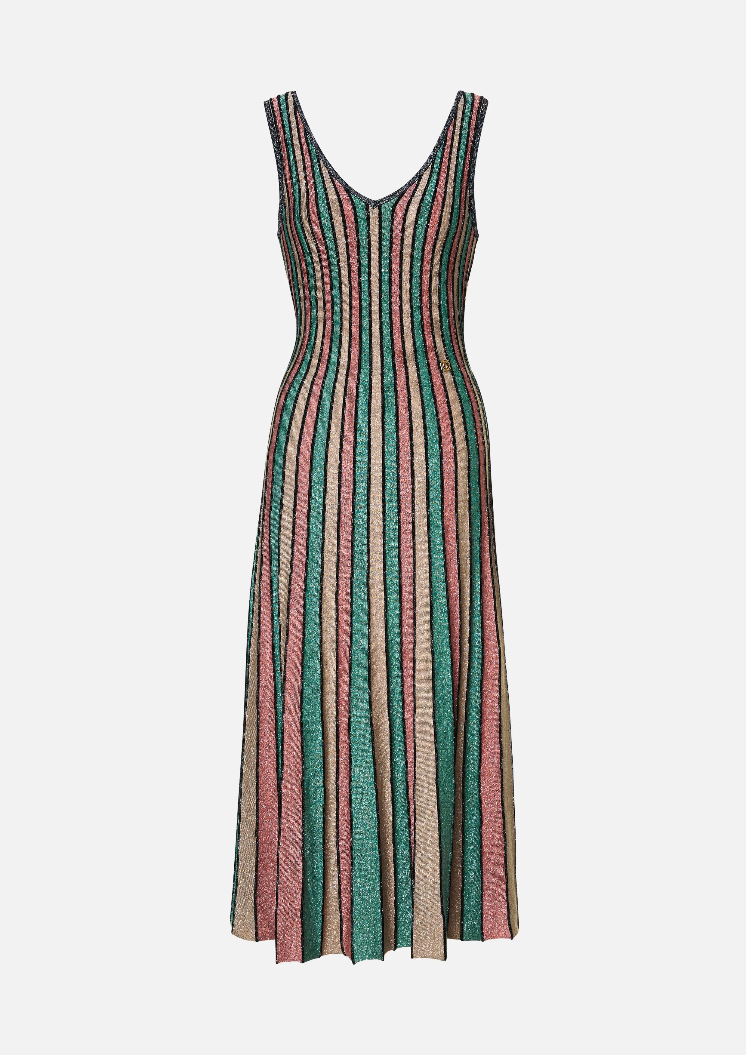 Shimmer Stripe Midi Knit Dress Pas De Deux