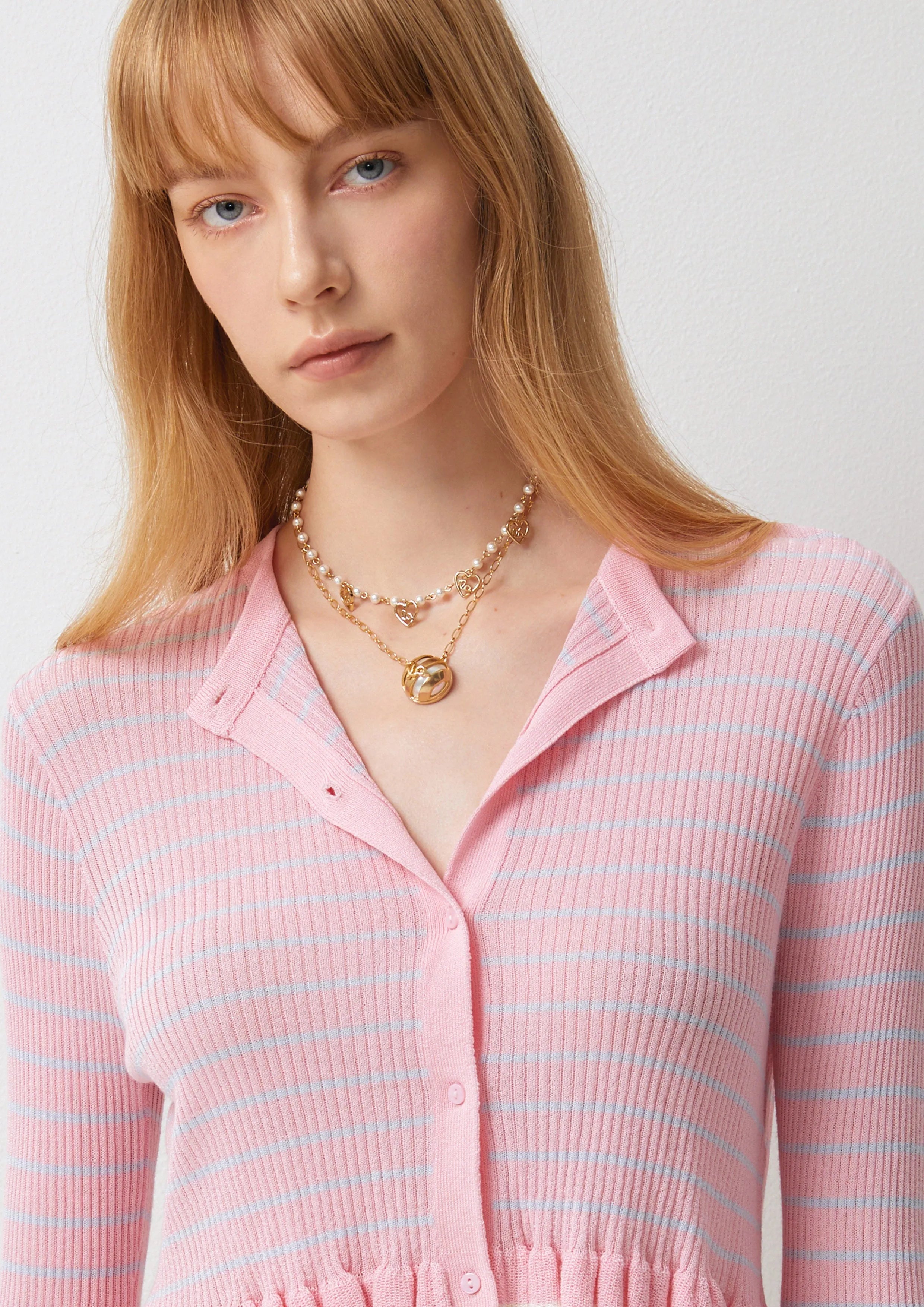 Striped Slim-Fit Knit Crop Cardigan Cool Girl