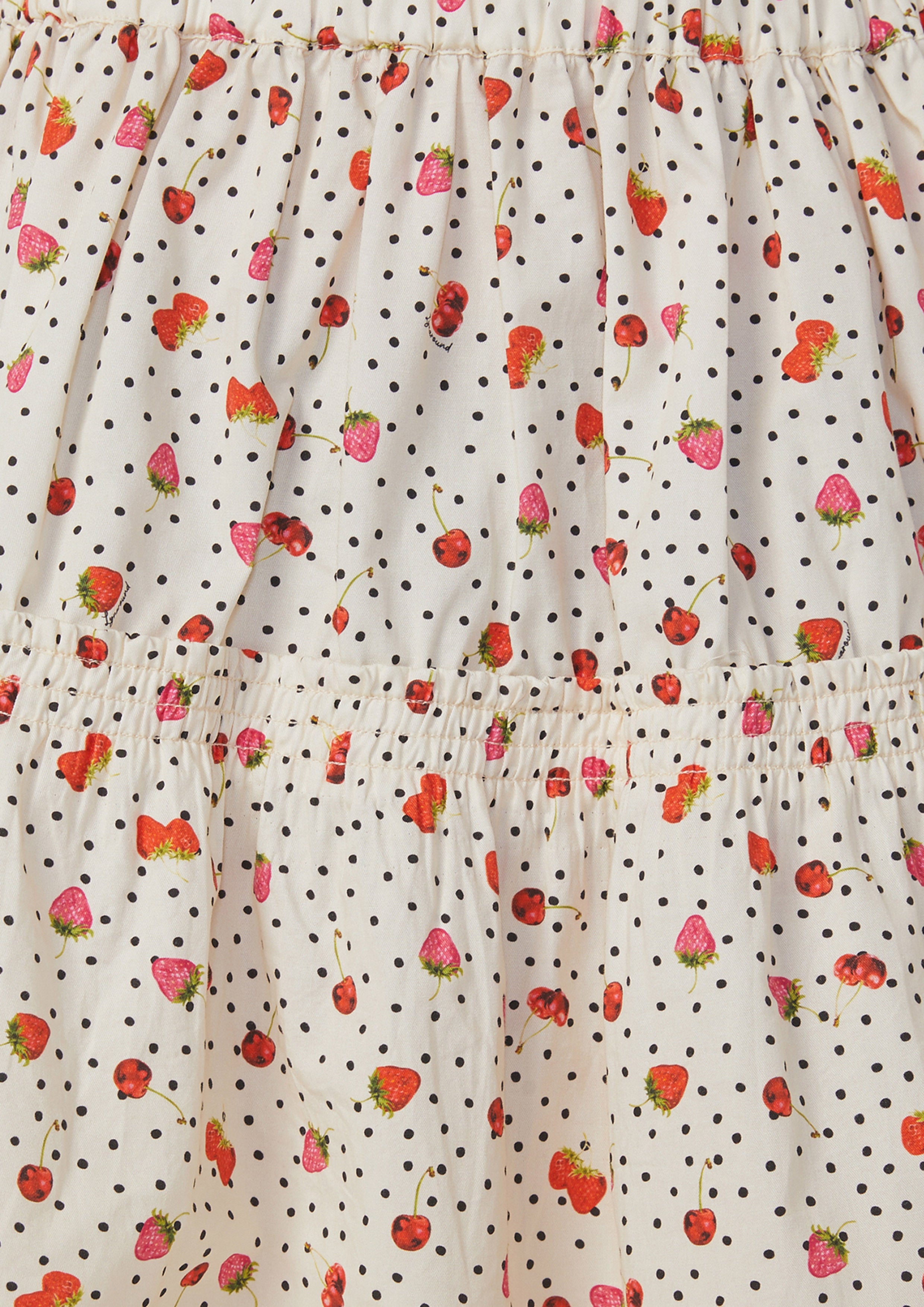 กระโปรงสั้น แต่งอัดจีบ ลายสตอเบอร์รี่ Fruity Whimsical