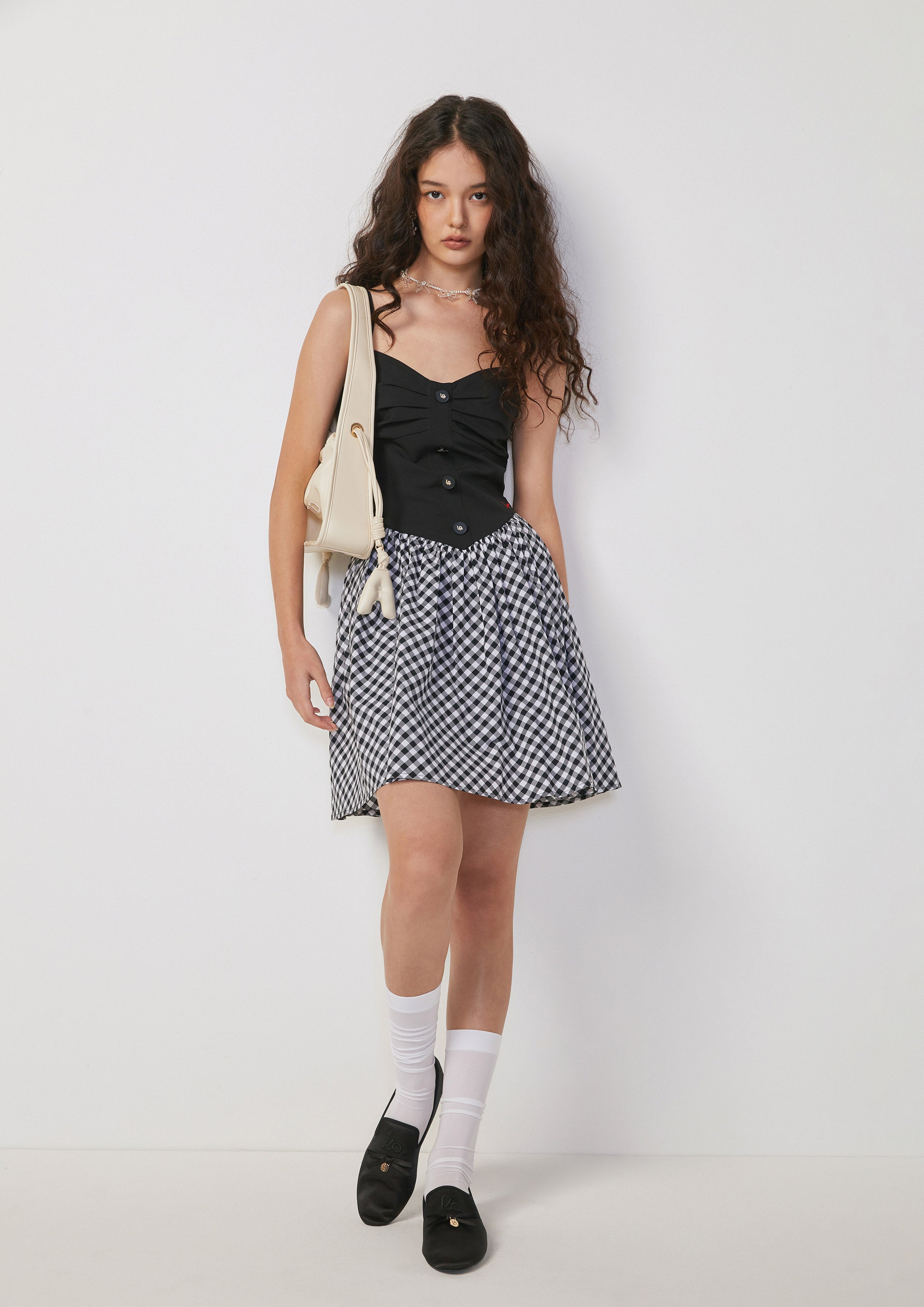 เดรสสั้น สายเดี่ยว ตัดลายตาราง Tartan Lover