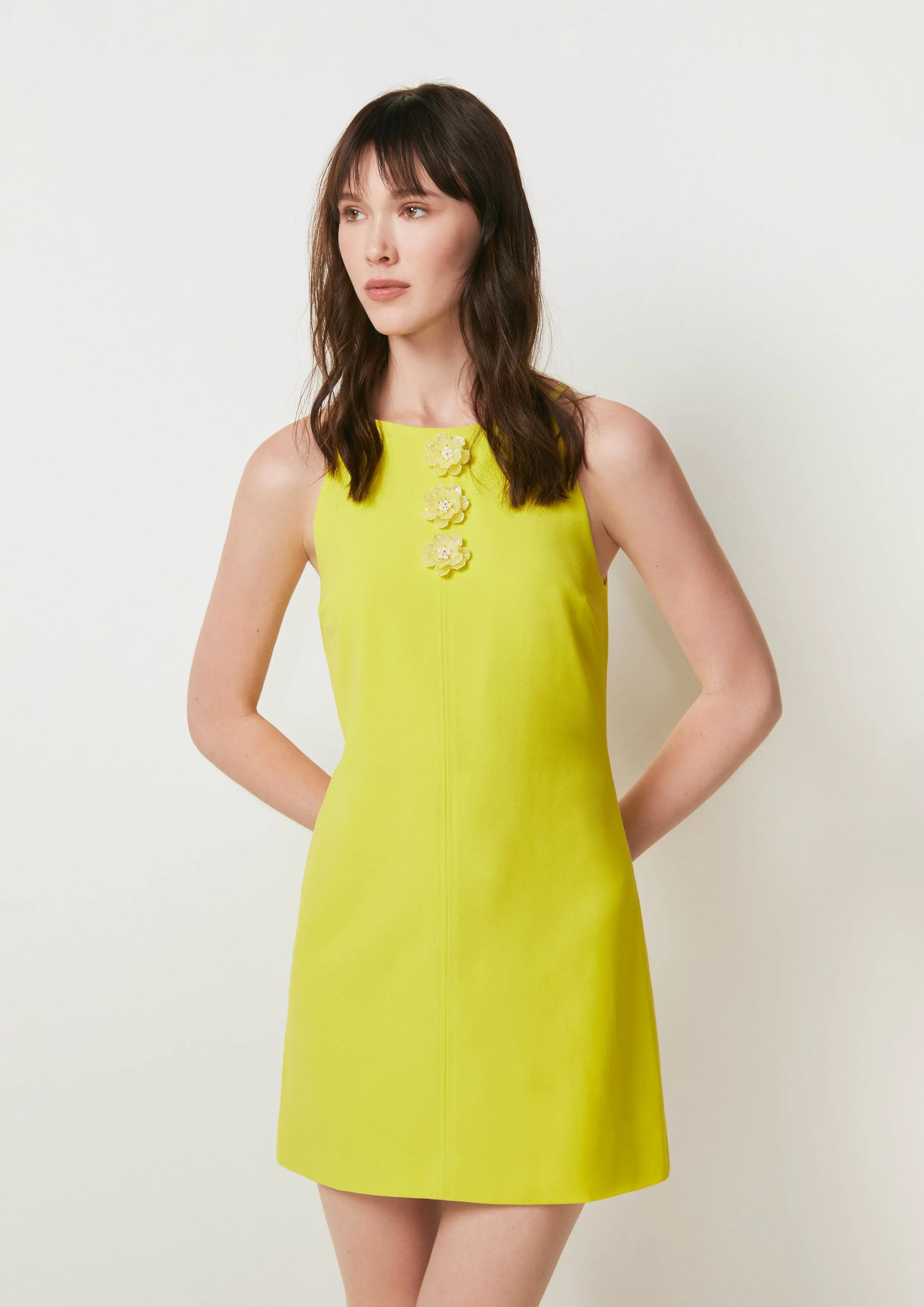 Flower Button Sleeveless Mini Dress Pas De Deux