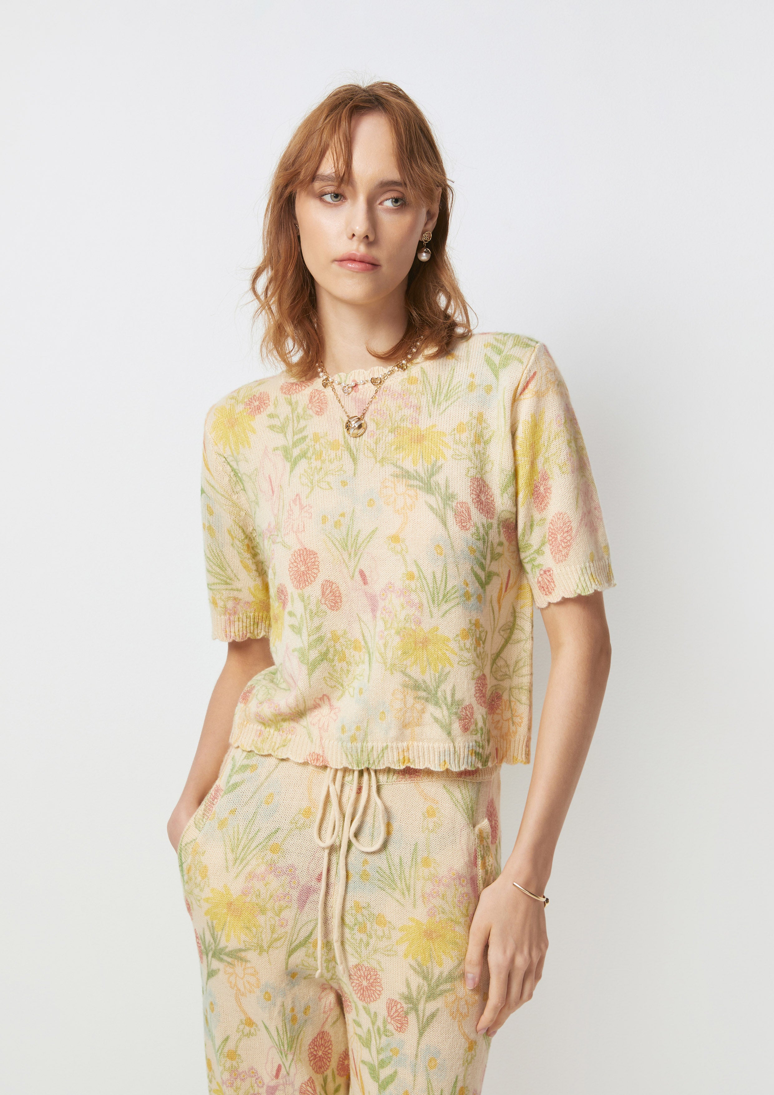 Floral Knitted Top Flower Field