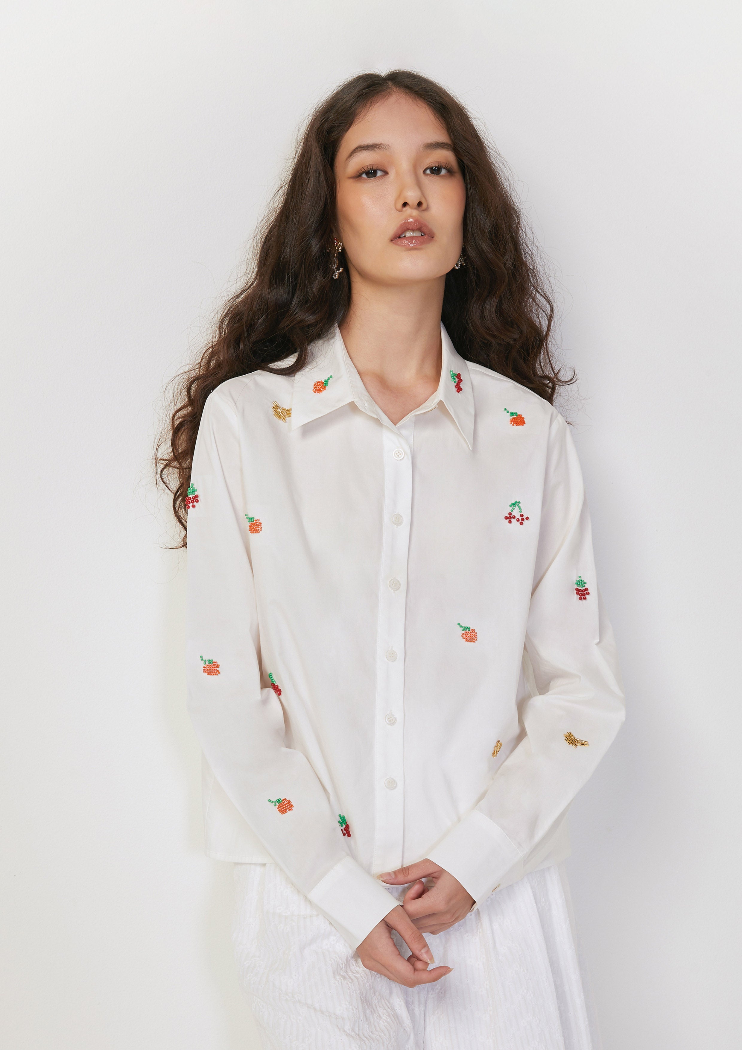 เสื้อเชิ้ต ปักผลไม้ Fruity Whimsical