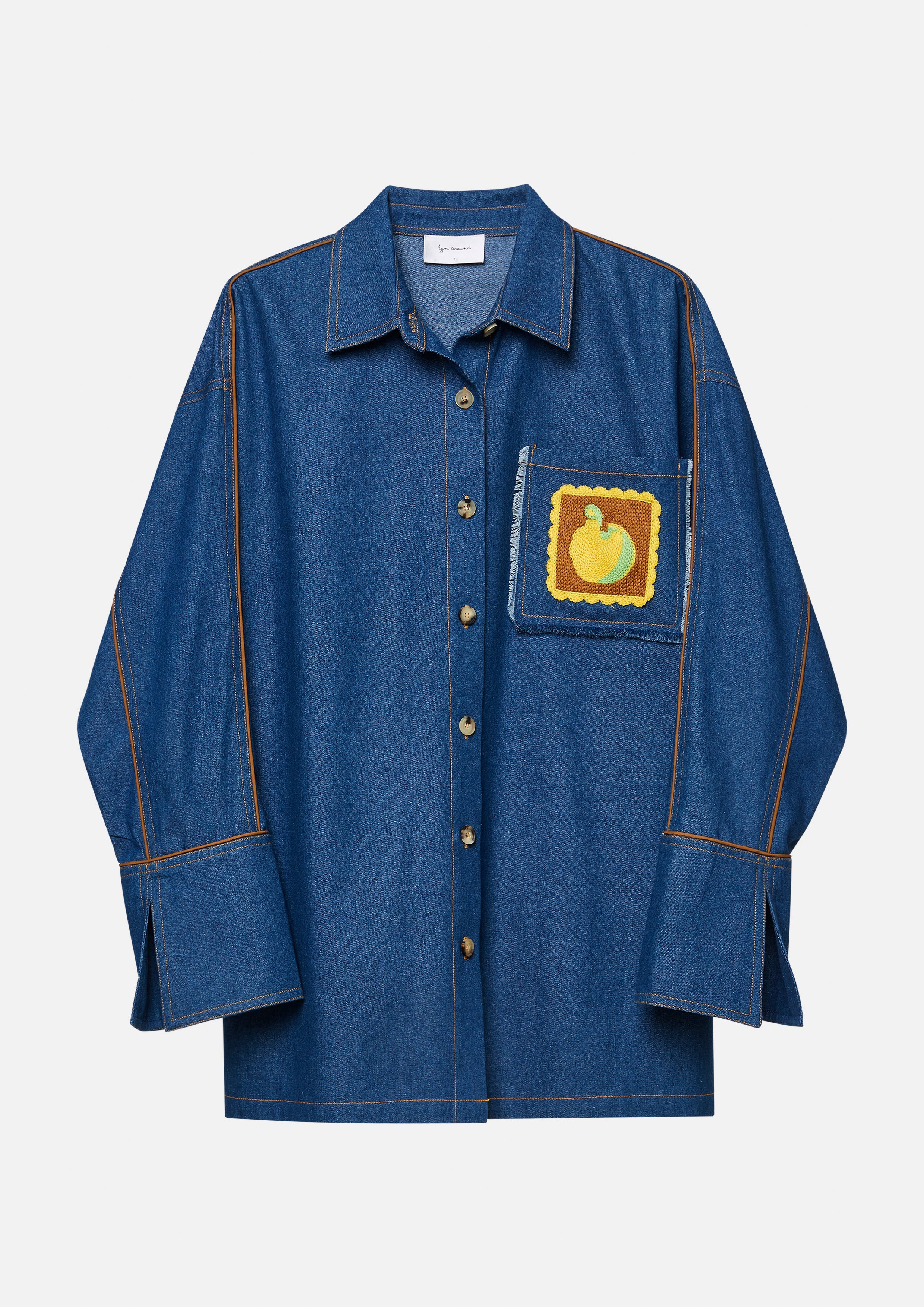 เสื้อเชิ้ต เดนิม ทรงโอเวอร์ไซซ์ แต่งปัก Fruity Whimsical