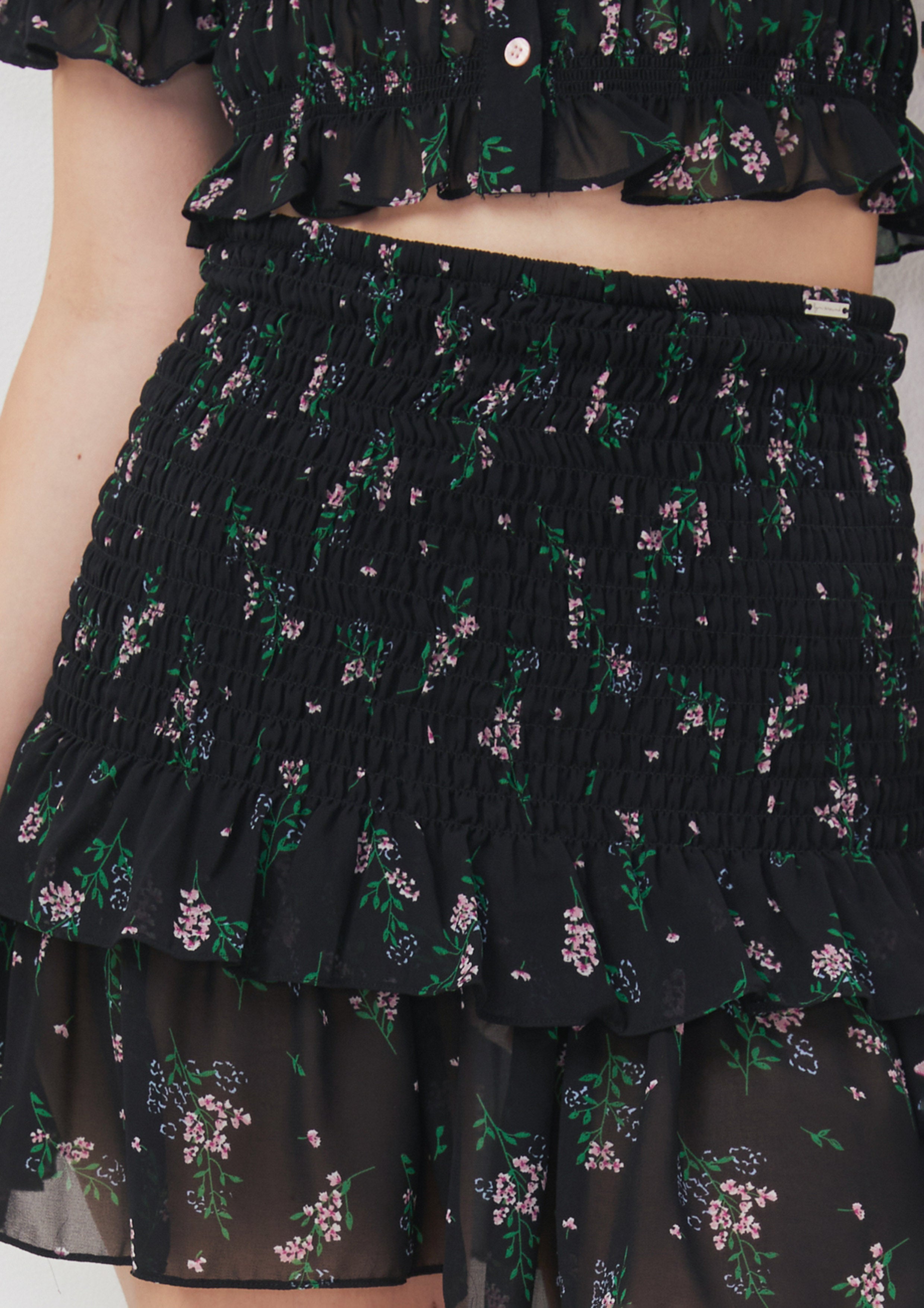 Midnight Garden Sheer Layer Mini Skirt Romantic Rosy