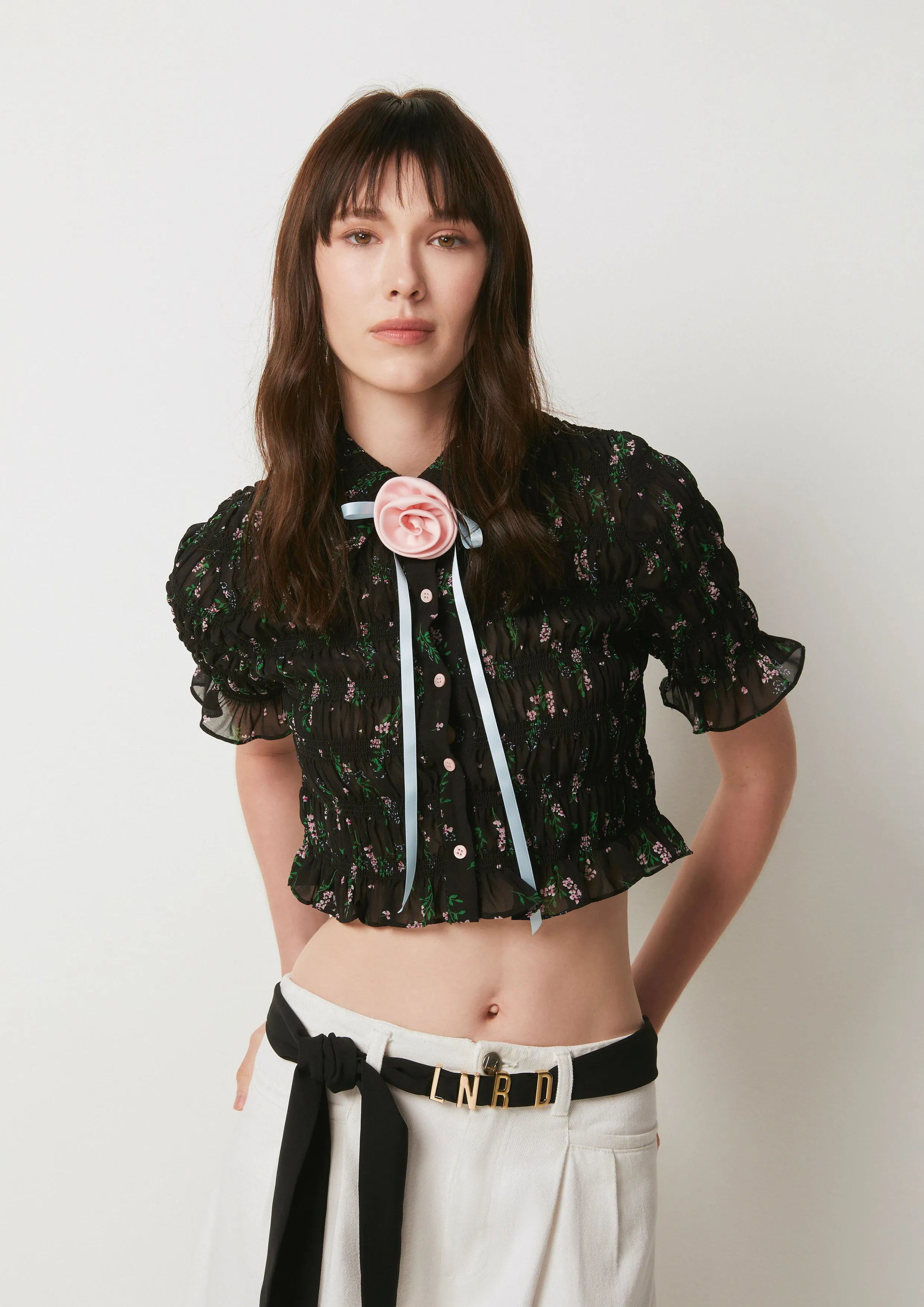 Midnight Garden Crop Top Romantic Rosy