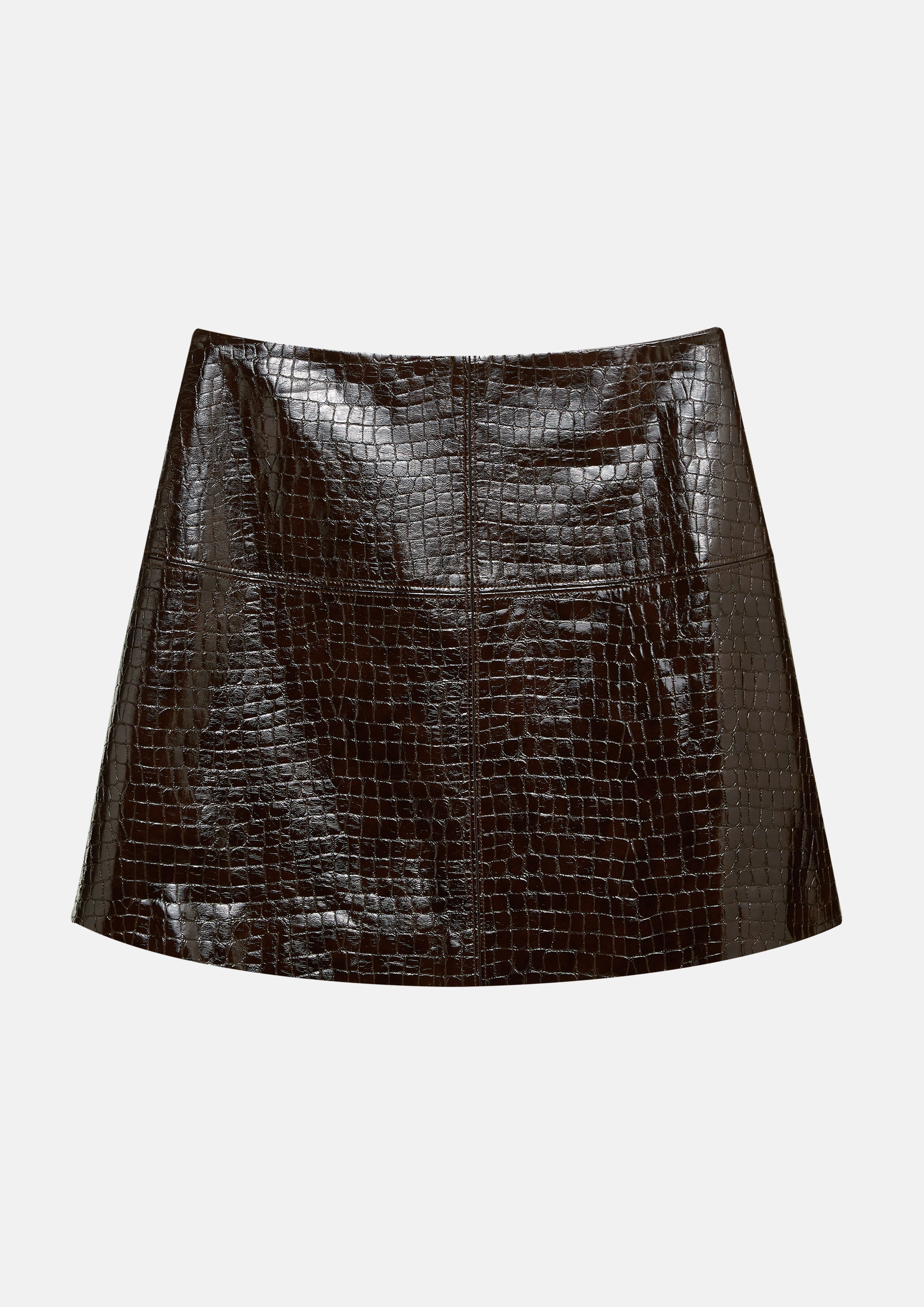 Crocodile Embossed Mini Skirt Gladiator