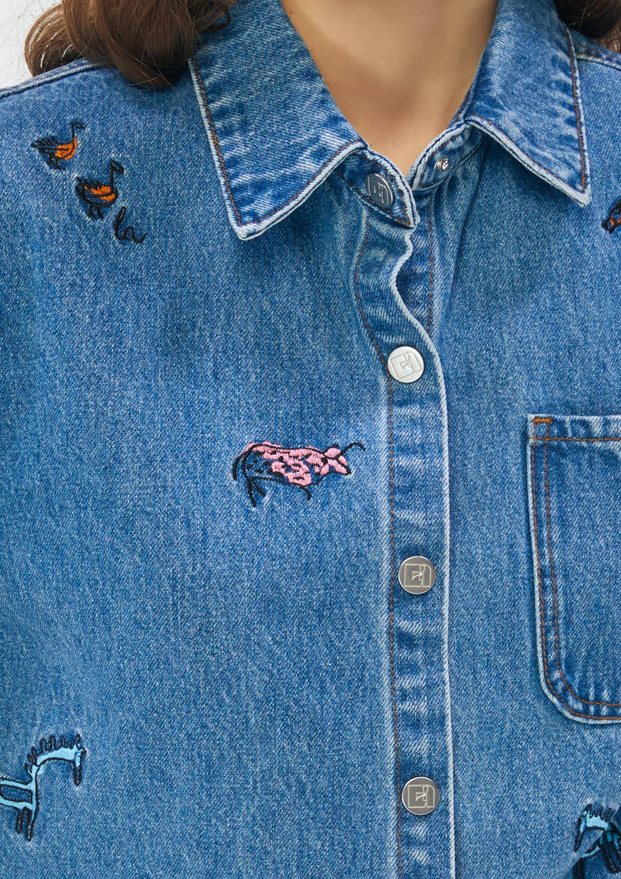 Animal Embroidery Denim Top Africa's Finest