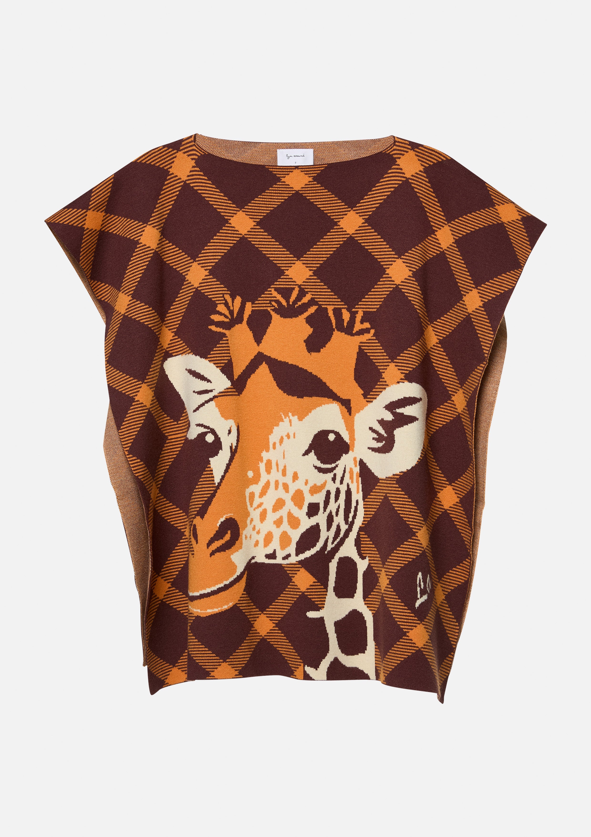 Giraffe Check Knit Poncho Top