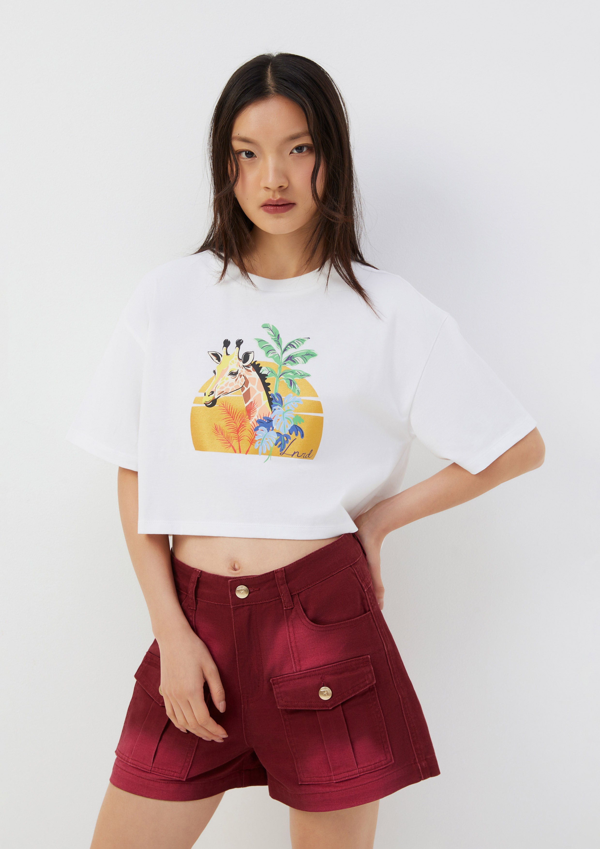 เสื้อครอป ลายยีราฟ