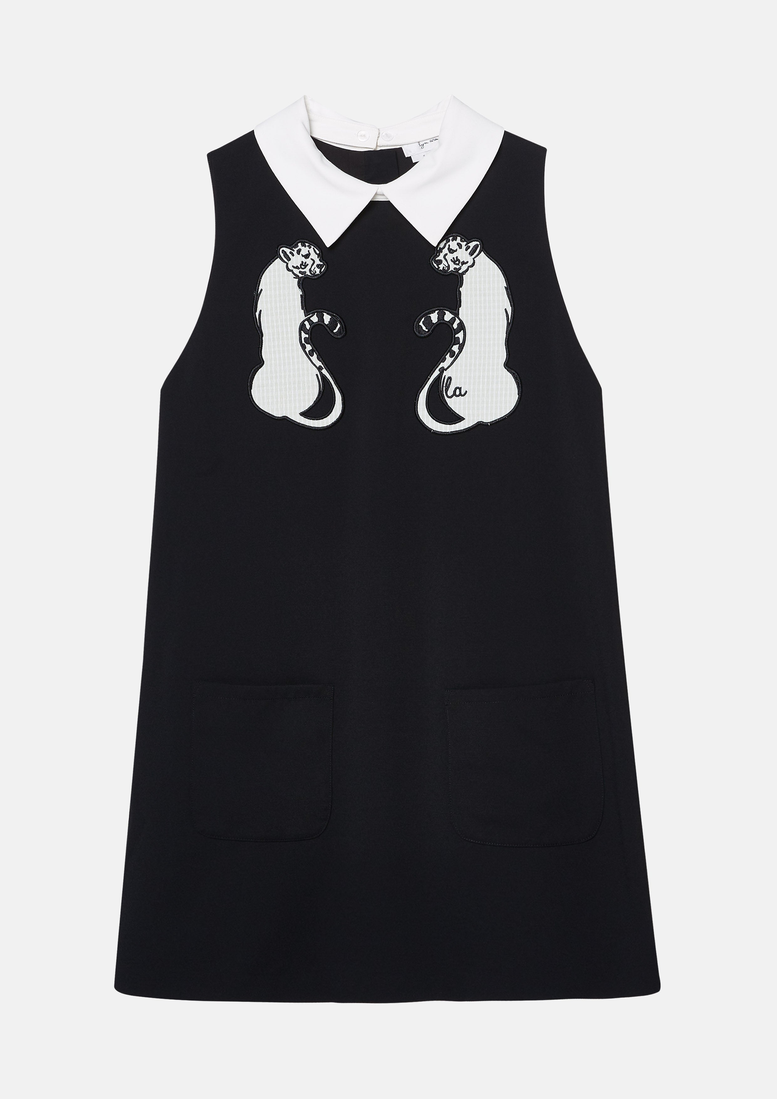 เดรสสั้นแขนกุดปักแพทช์รูปเสือดาว คอลเลกชัน Wild Encounters