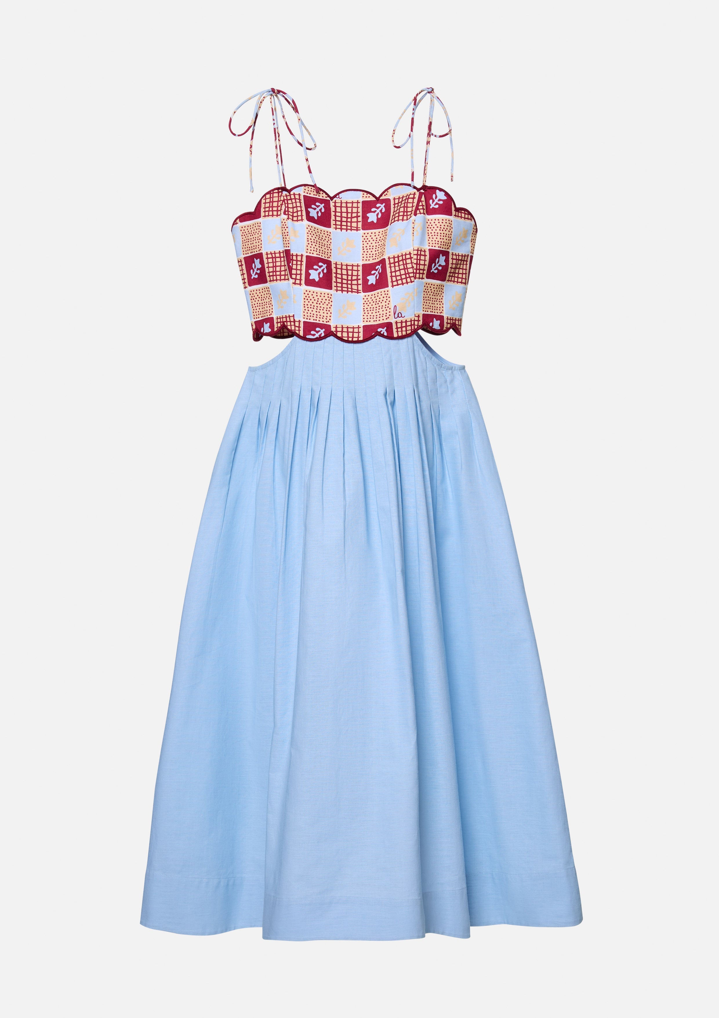 Scallop-Trim Printed Pleated Midi Dress Roar of Serengeti