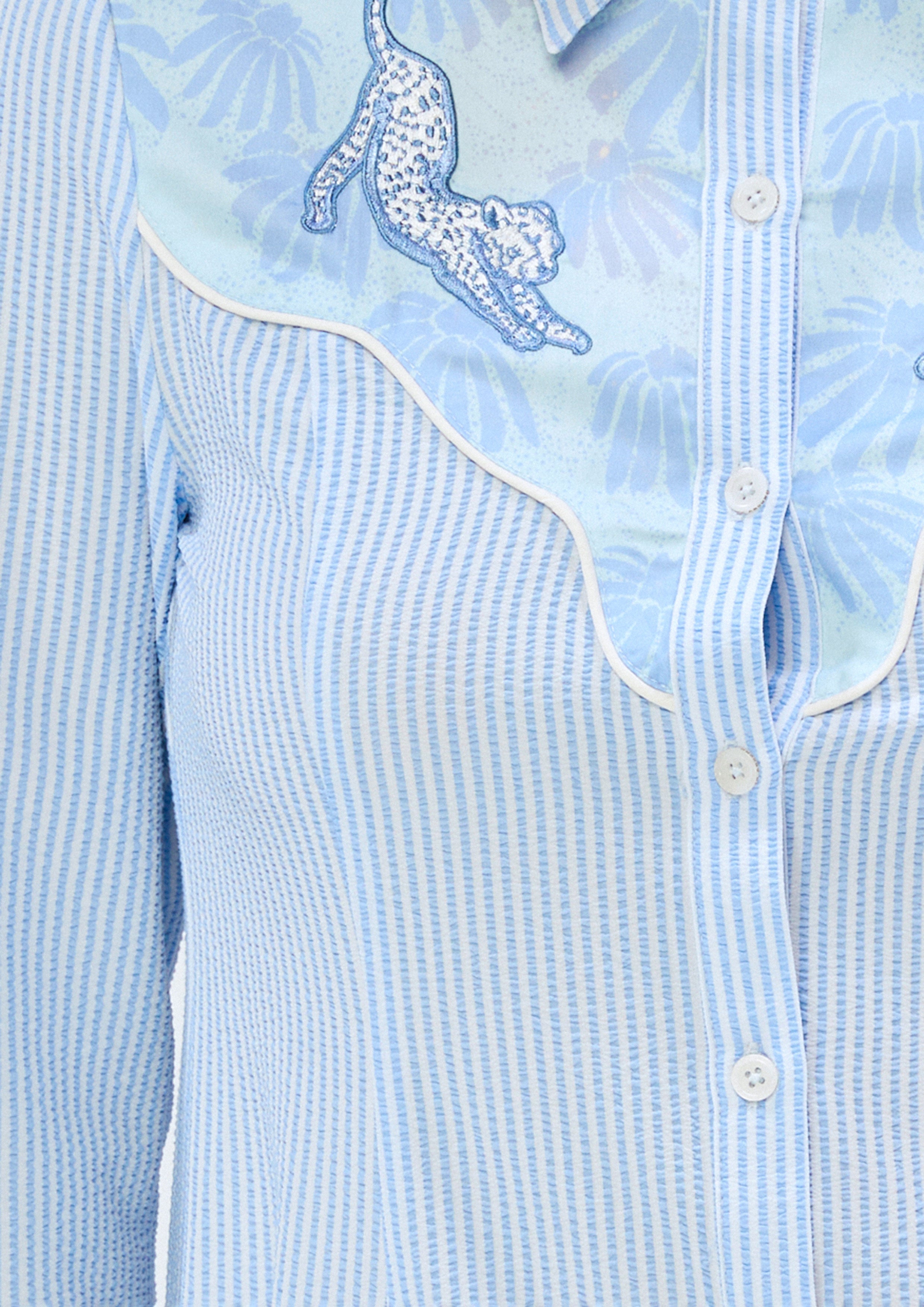 Striped Embroidered Shirt Dress Roar of Serengeti