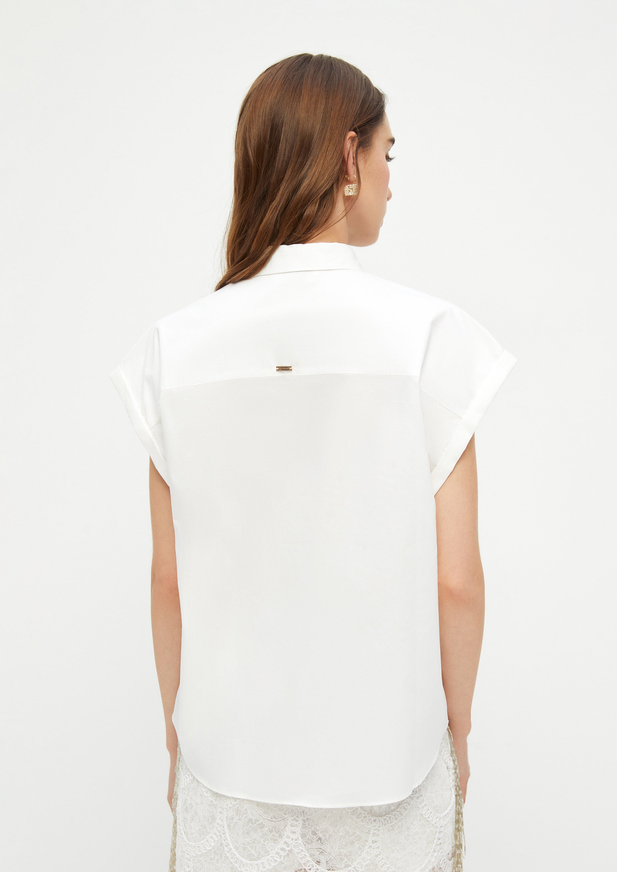 Ruffle Trim Sleeveless Shirt Ndoto Field