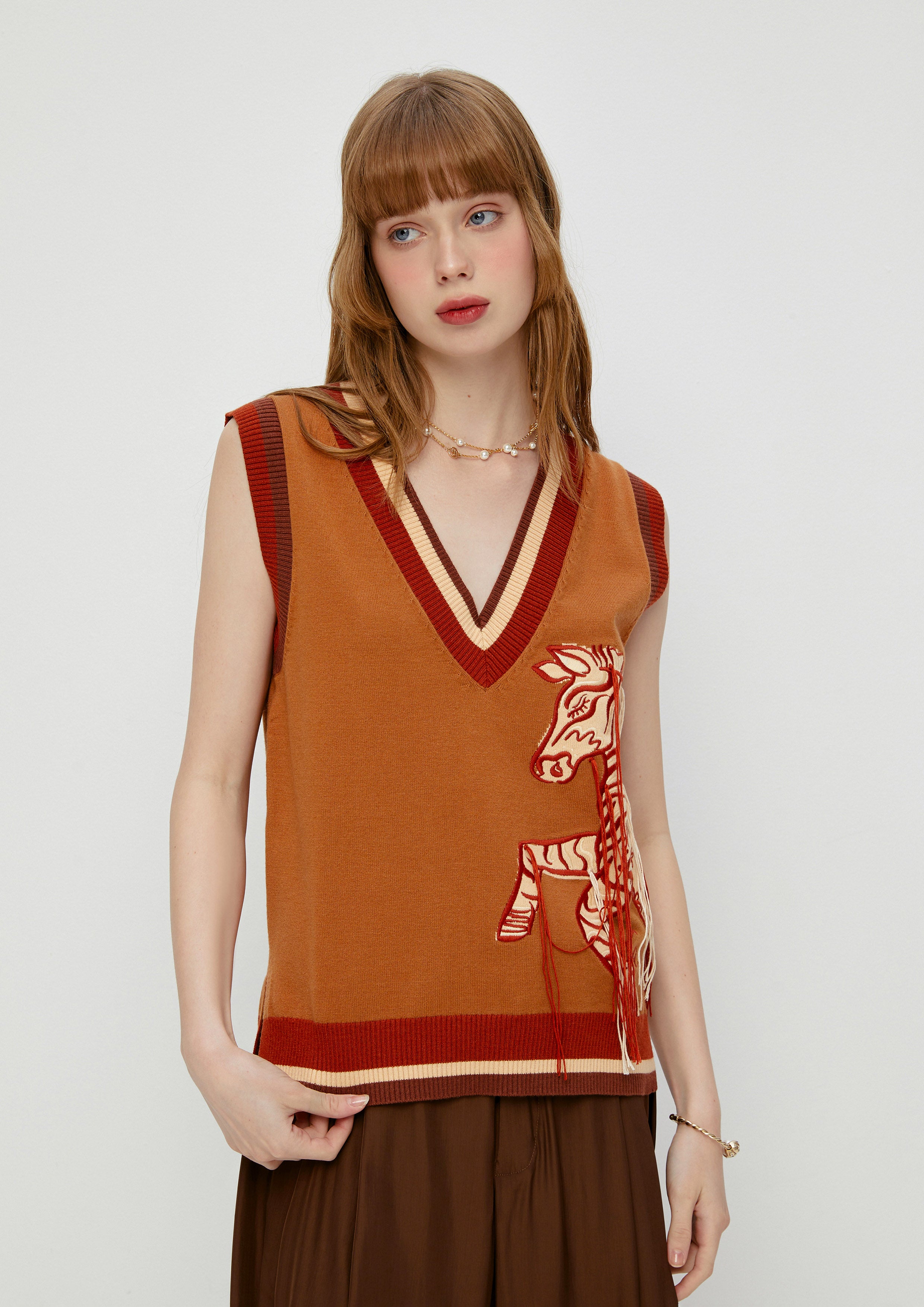 Zebra Intarsia Knit Vest Posh Escapade