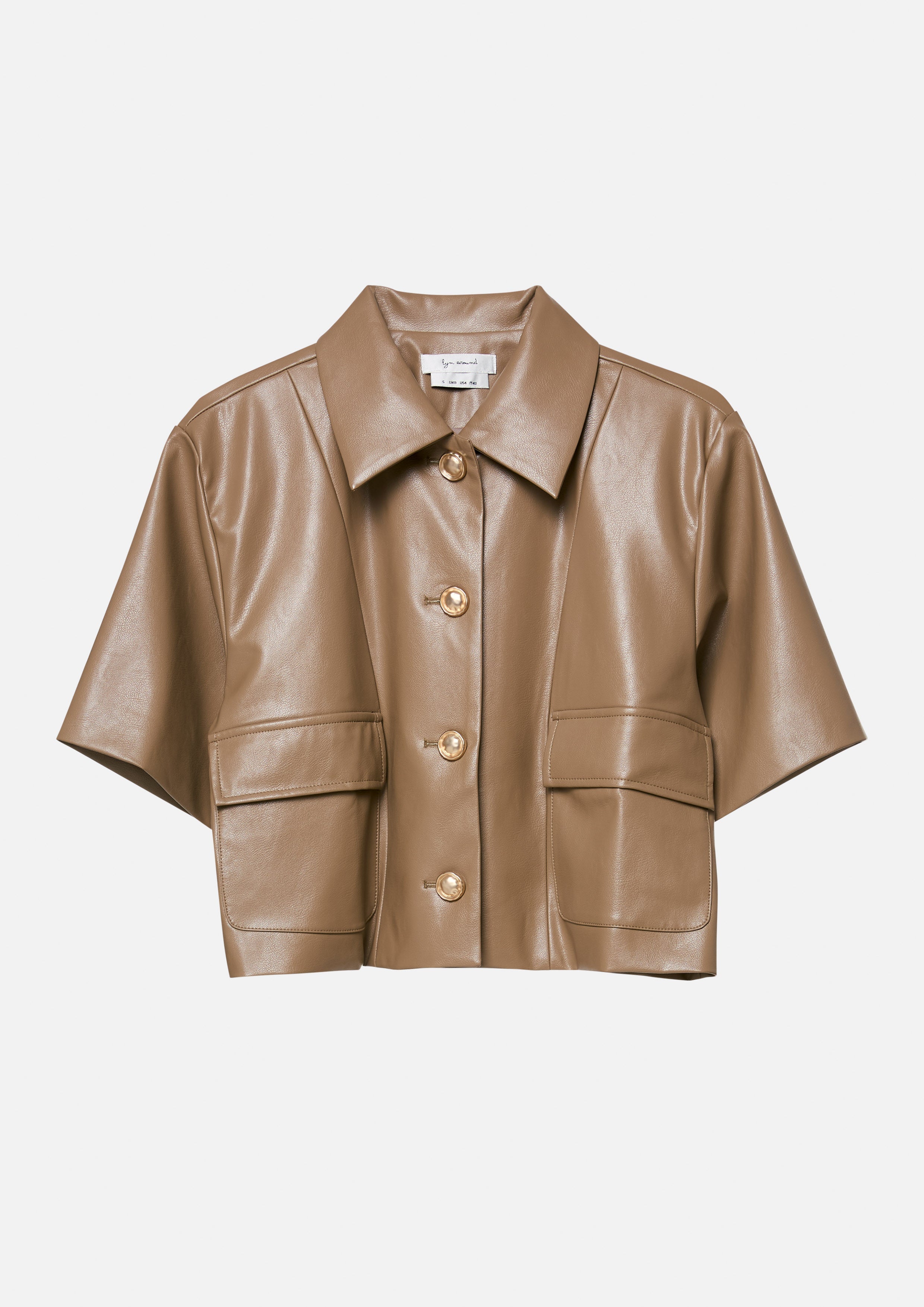 Cropped Faux Leather Shirt Posh Escapade