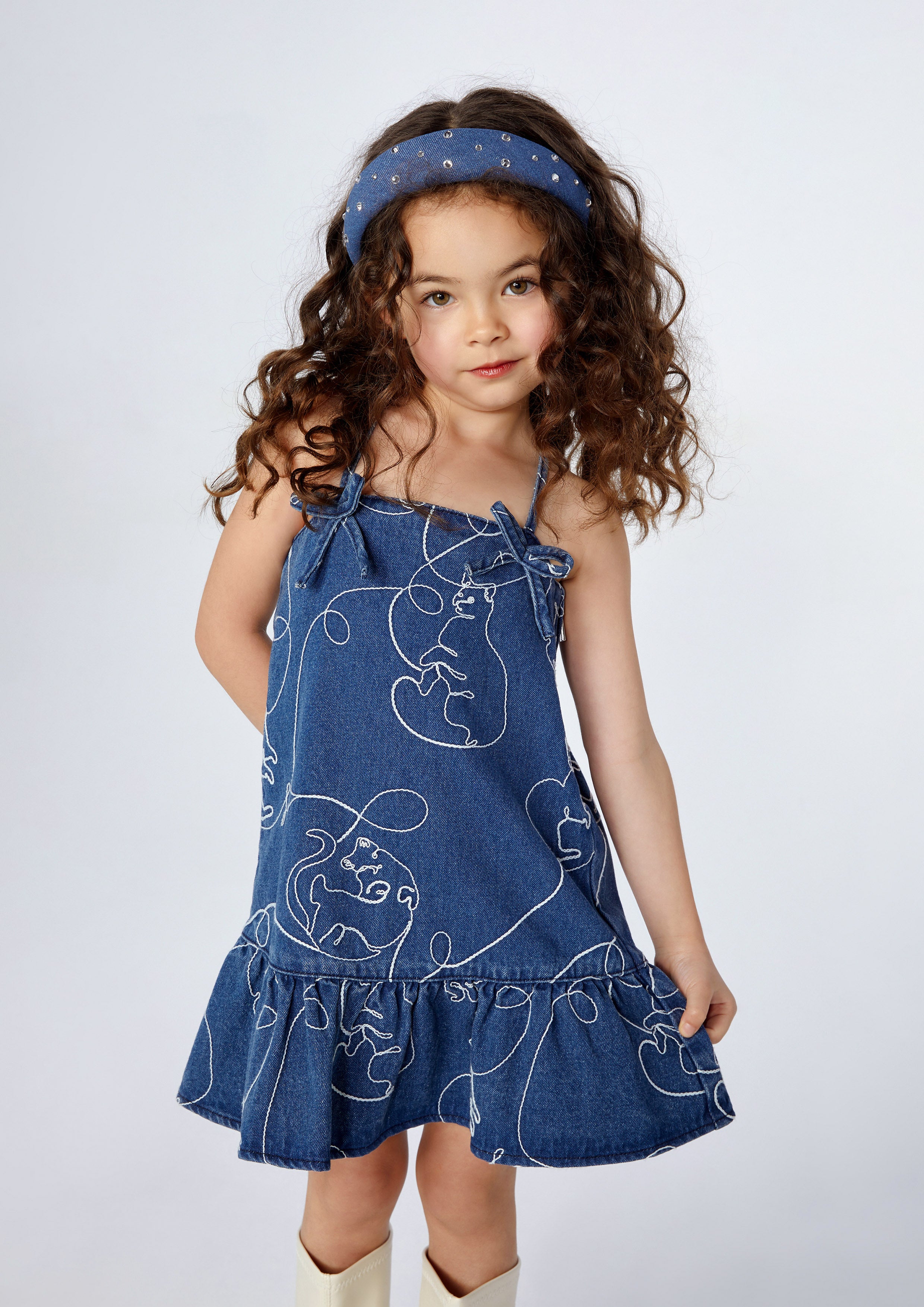 Cat Embroidery Ruffle Skirt Mini Dress For Girls The Eyes of Jungle