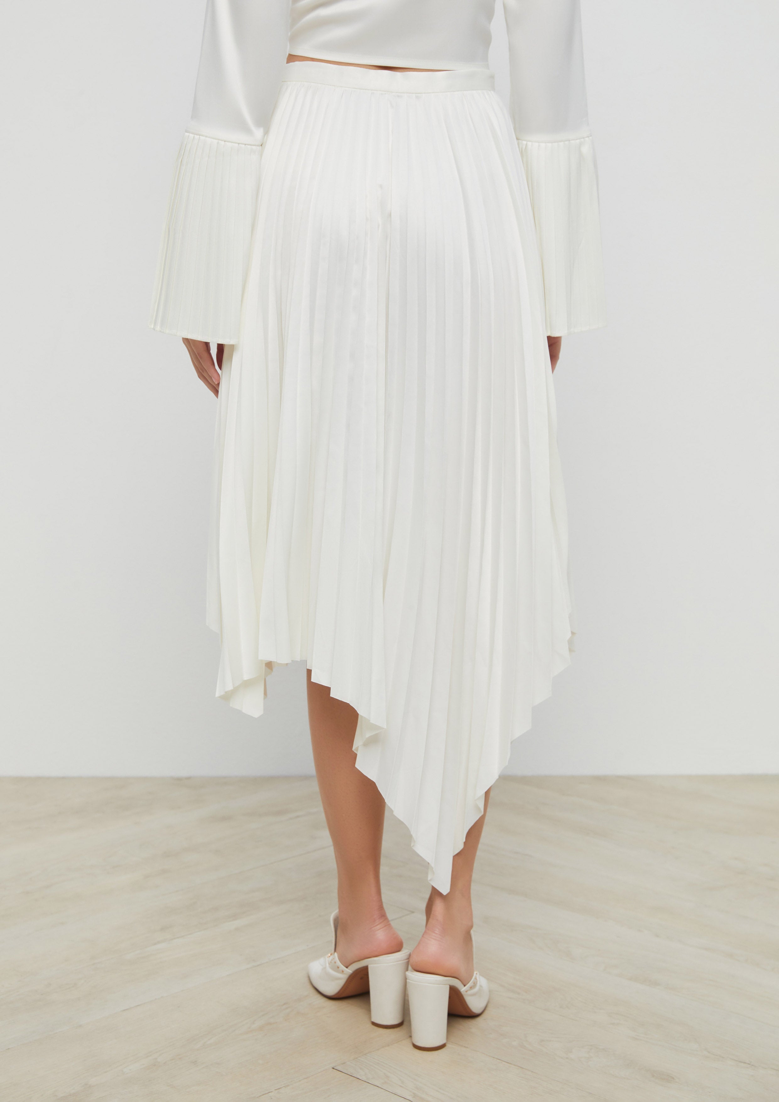Print Pleated Asymmetric Skirt Echo